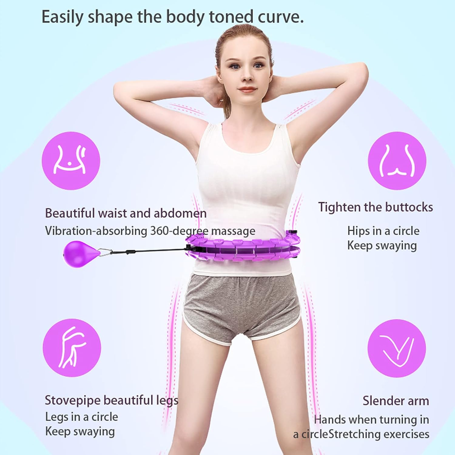 Detachable Adjustable Fitness Exercise Hoola Hoops for Women Weight Loss MSIUSU Smart Hula Exercise Hoops for Adults Weight Loss with 360 Degree Massage 