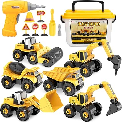Noetoy Take Apart Toys with Electric Drill Toys for 3 4 5 6 7 8 Year Old Boys Christmas Birthday Gifts for 5 6 7 8 9 10 Year Old Boys Girls Kids 4 in 1 DIY Take Apart Truck Construction Toys 