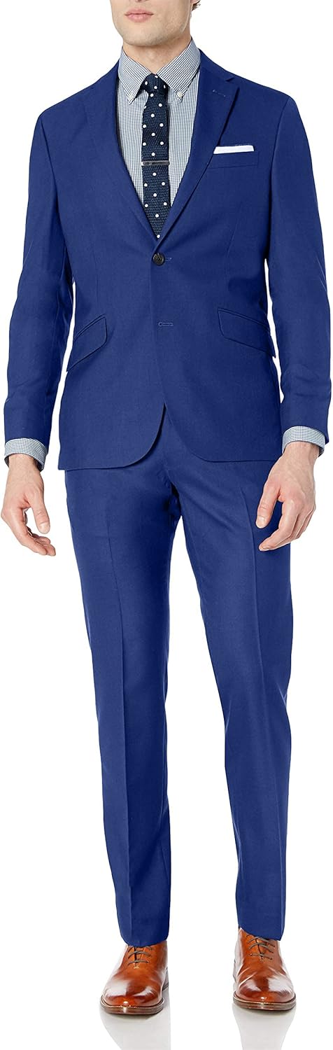 Unlisted by Kenneth Cole Men's 2 Button Slim Fit Suit with Hemmed Pant 