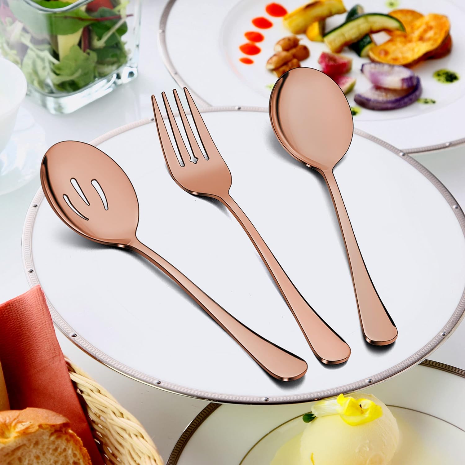 Stainless Steel Silverware Flatware Set for 8 Elegant Cutlery Tableware Includes Fork Spoon Knife LIANYU 46-Piece Silverware Set with Serving Utensils Mirror Polished Dishwasher Safe 