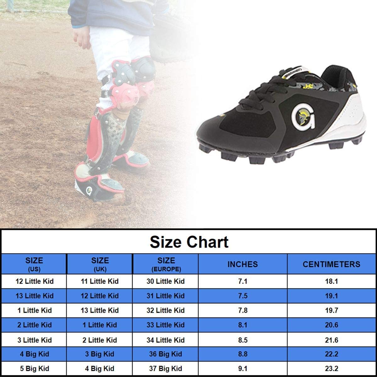 Guardian Blaze Baseball Cleats for Boys Shoes Youth Little Kid Rubber Turf Little League 