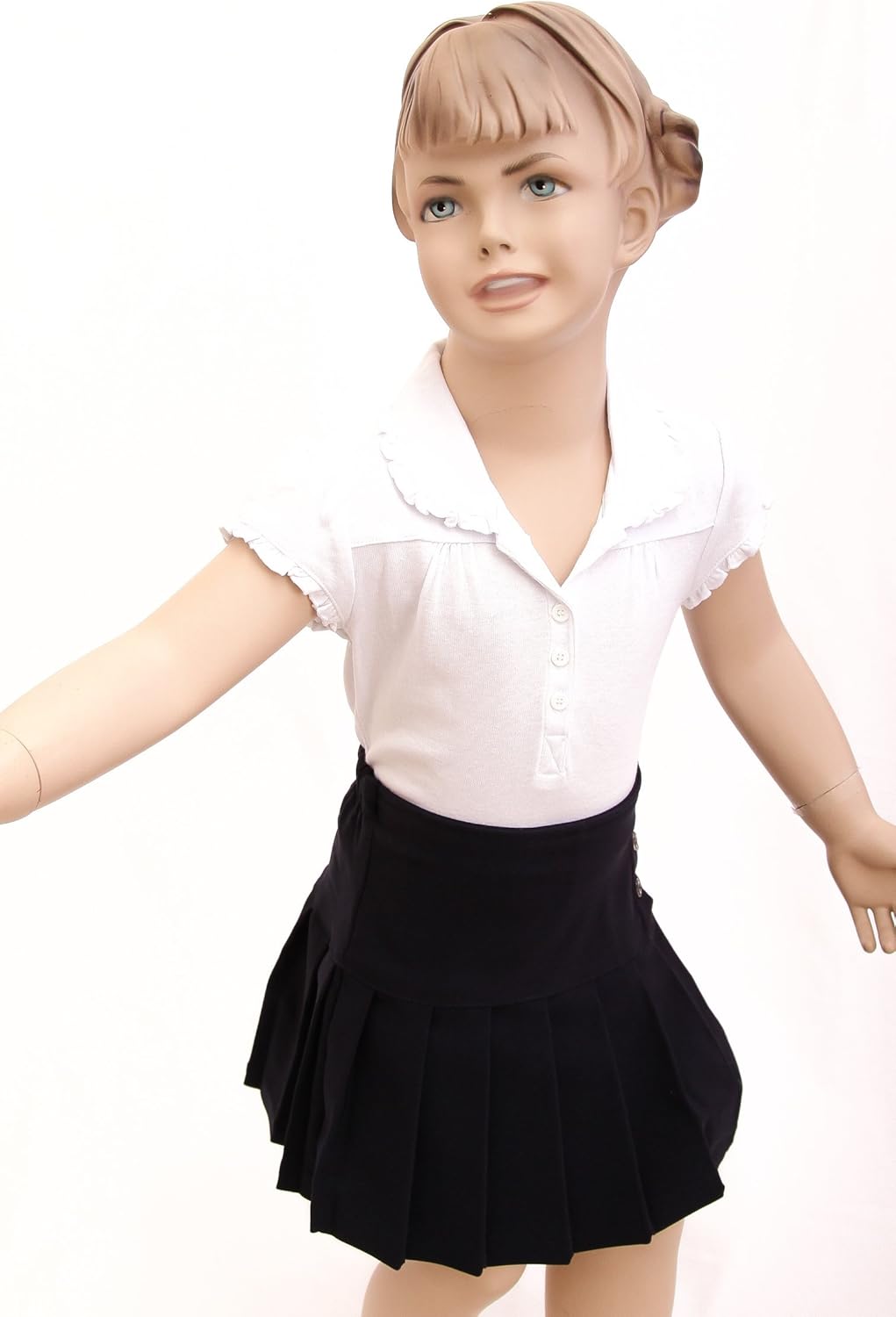 Girl Toppy School Uniform Girls' Short Ruffle Sleeve Top 