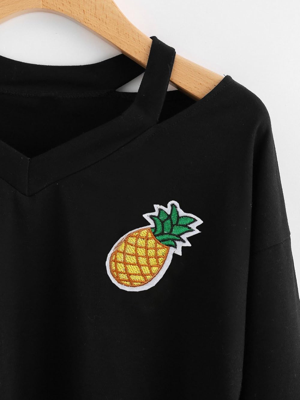 Fashion Pineapple Print Long Sleeve Crop Top Hoodies Zulmaliu Girl Sweatshirt Black 8,M 
