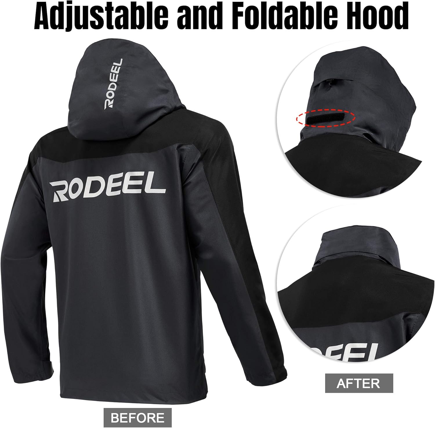 Rodeel Mens Lightweight Windbreaker Raincoat Water Resistant Jacket with Hood for Outdoor Rodeel Mens Lightweight Windbreaker Raincoat Water Resistant Jacket with Hood for Outdoor