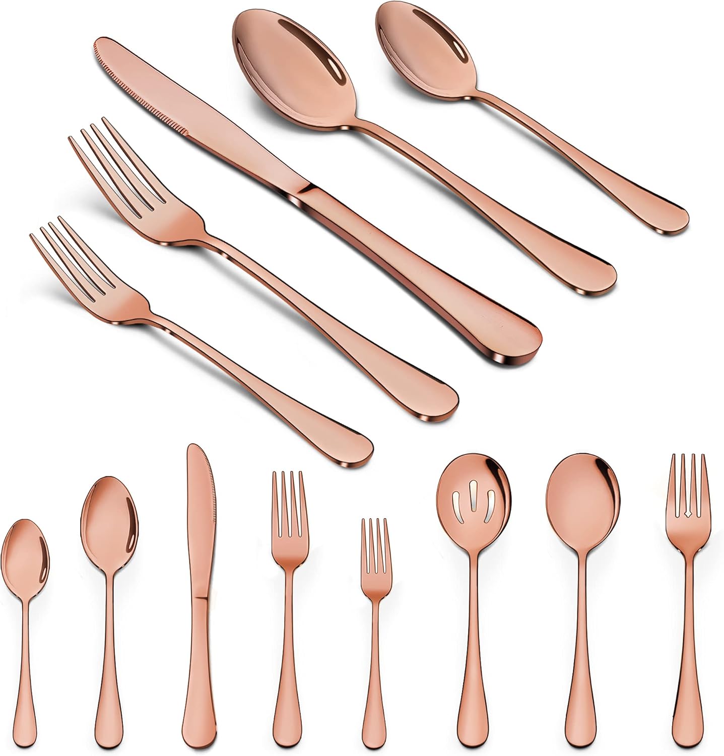 Stainless Steel Silverware Flatware Set for 8 Elegant Cutlery Tableware Includes Fork Spoon Knife LIANYU 46-Piece Silverware Set with Serving Utensils Mirror Polished Dishwasher Safe 