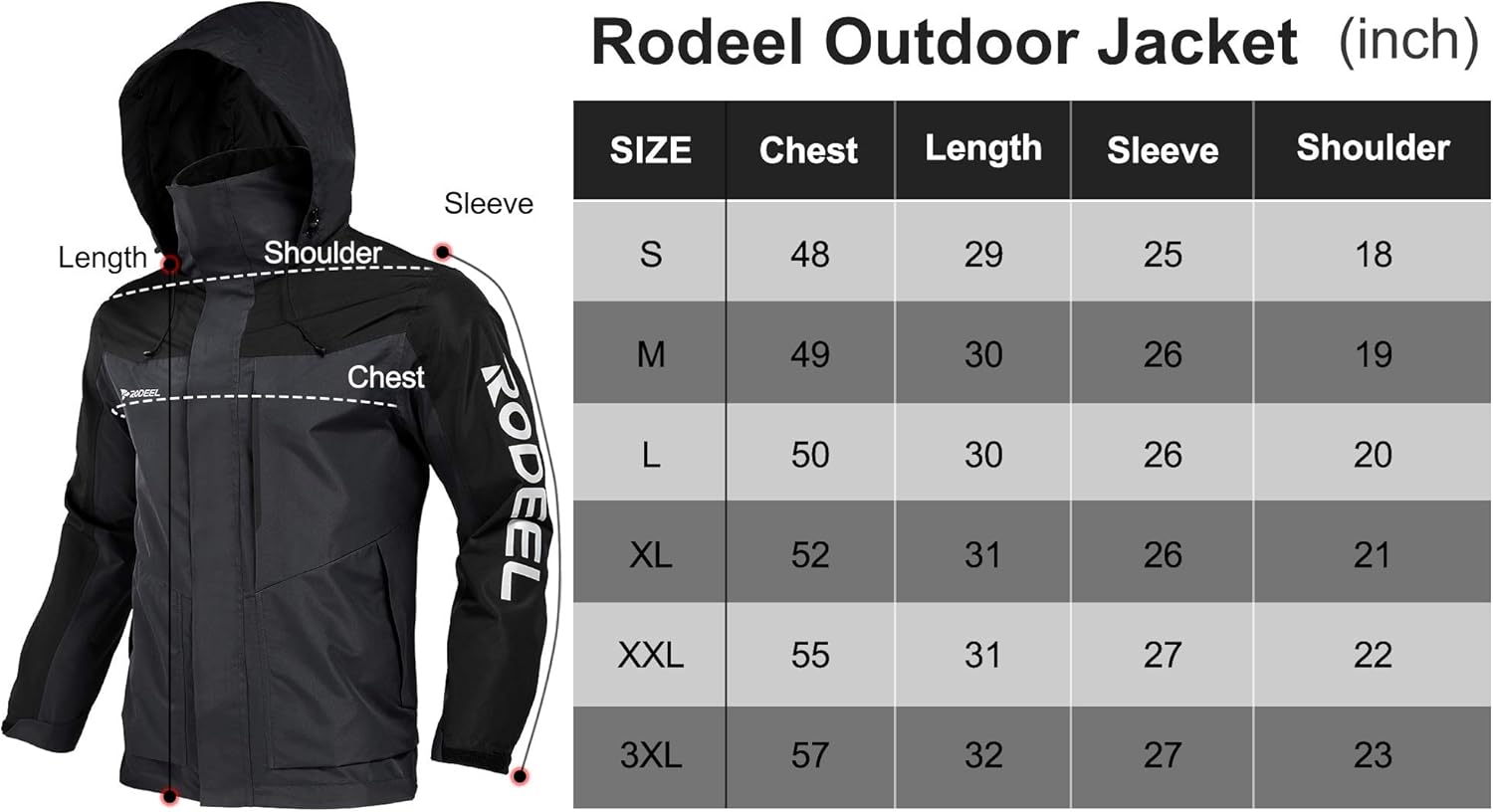 Rodeel Mens Lightweight Windbreaker Raincoat Water Resistant Jacket with Hood for Outdoor Rodeel Mens Lightweight Windbreaker Raincoat Water Resistant Jacket with Hood for Outdoor