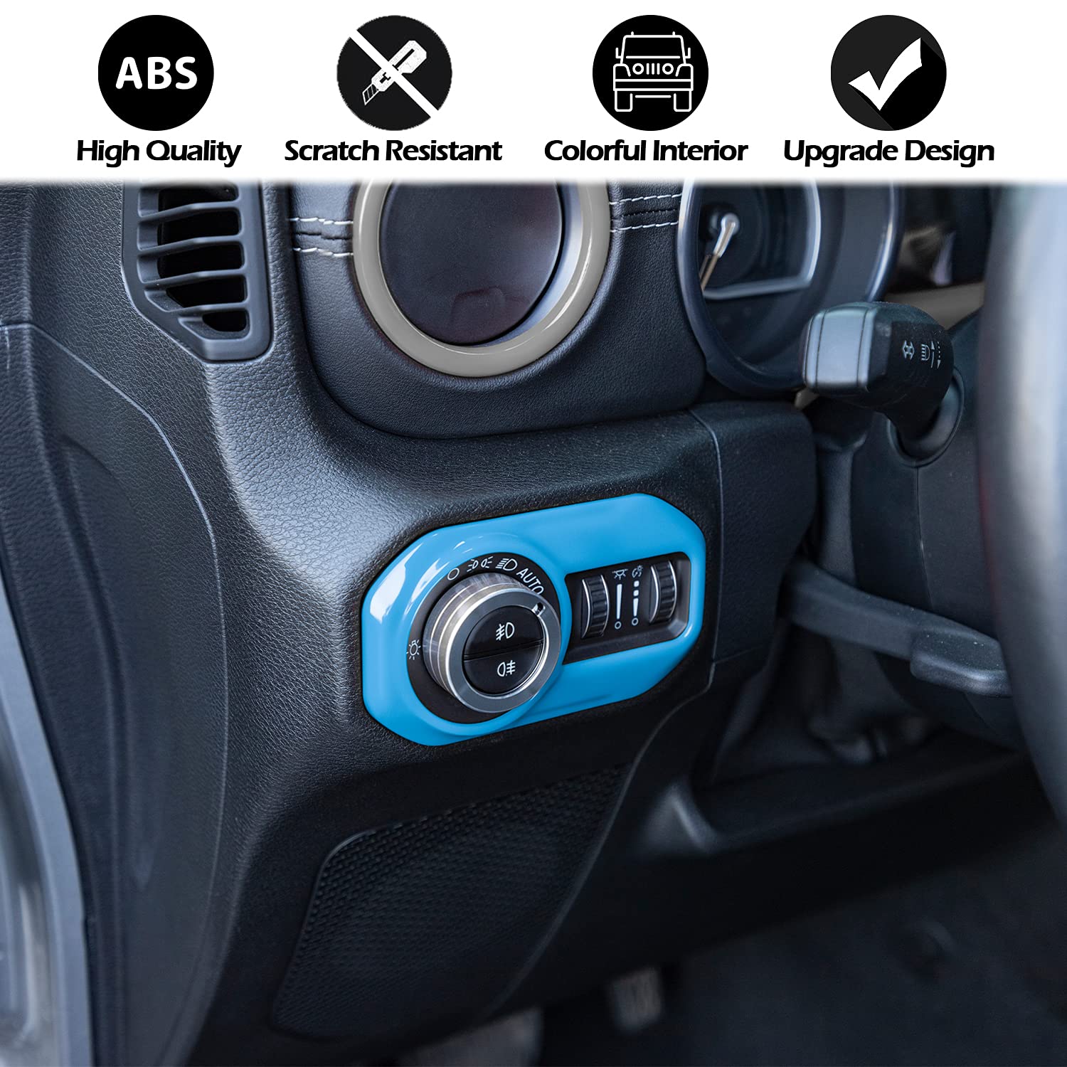 Yellow Headlight Lamp Switch Trim Cover Button Decoration Interior Accessories for 2018-2021 Jeep Wrangler JL JLU & Gladiator JT 