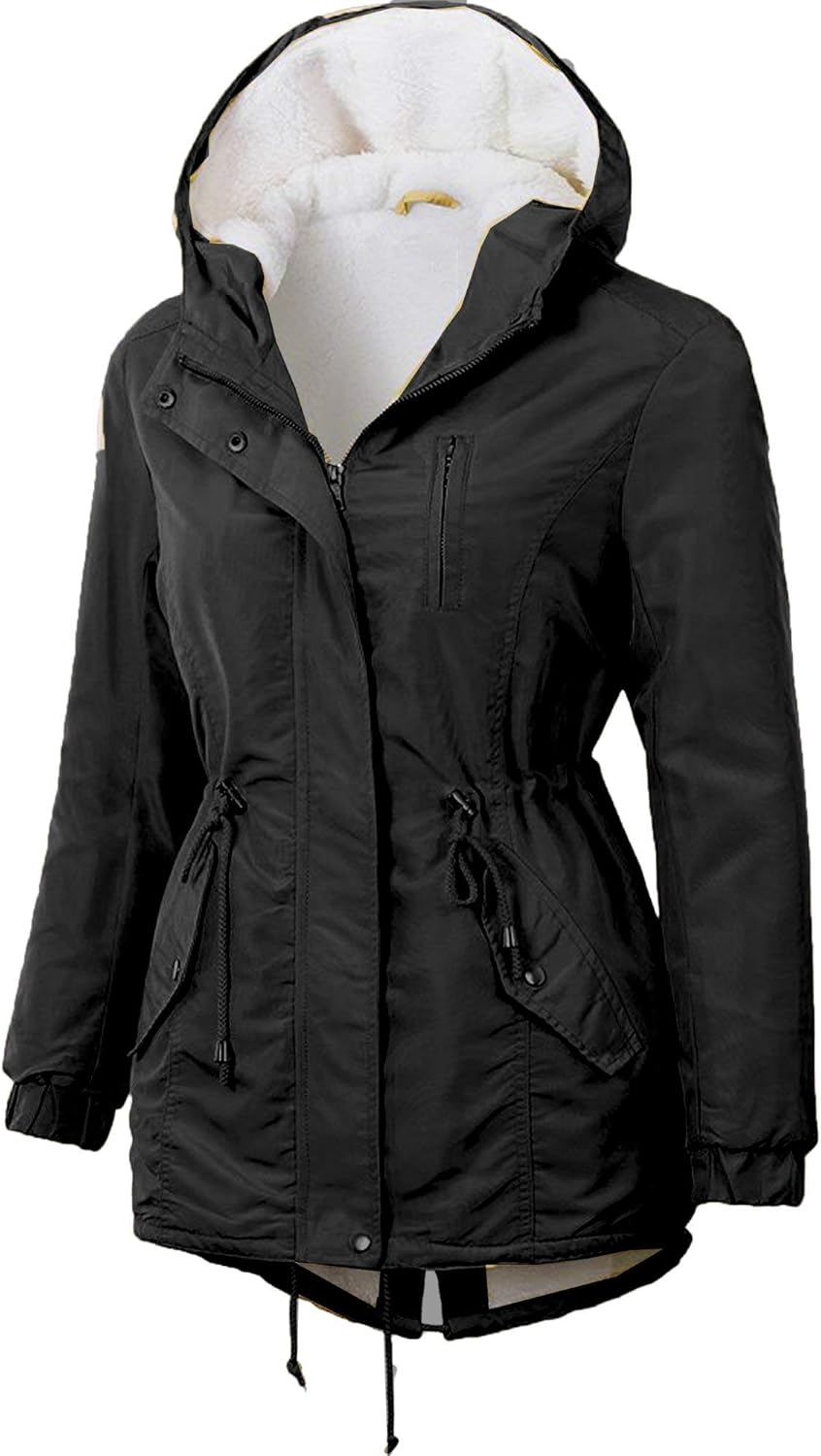 OLLIE ARNES Women's Quilted or Inner Fur Lined Sherpa Anorak Down Parka Jacket 