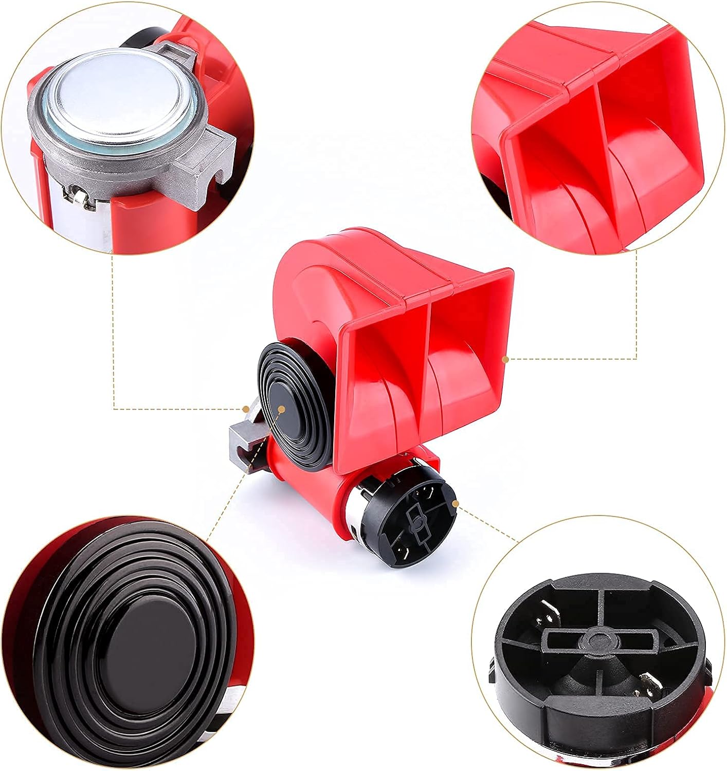 HK Compact Air Horn with Compressor Snail Electric Car Horn 12V 150db Super Loud Nautilus Wiring Harness for Any 12V Train Trucks Motorcycle Vehicles 