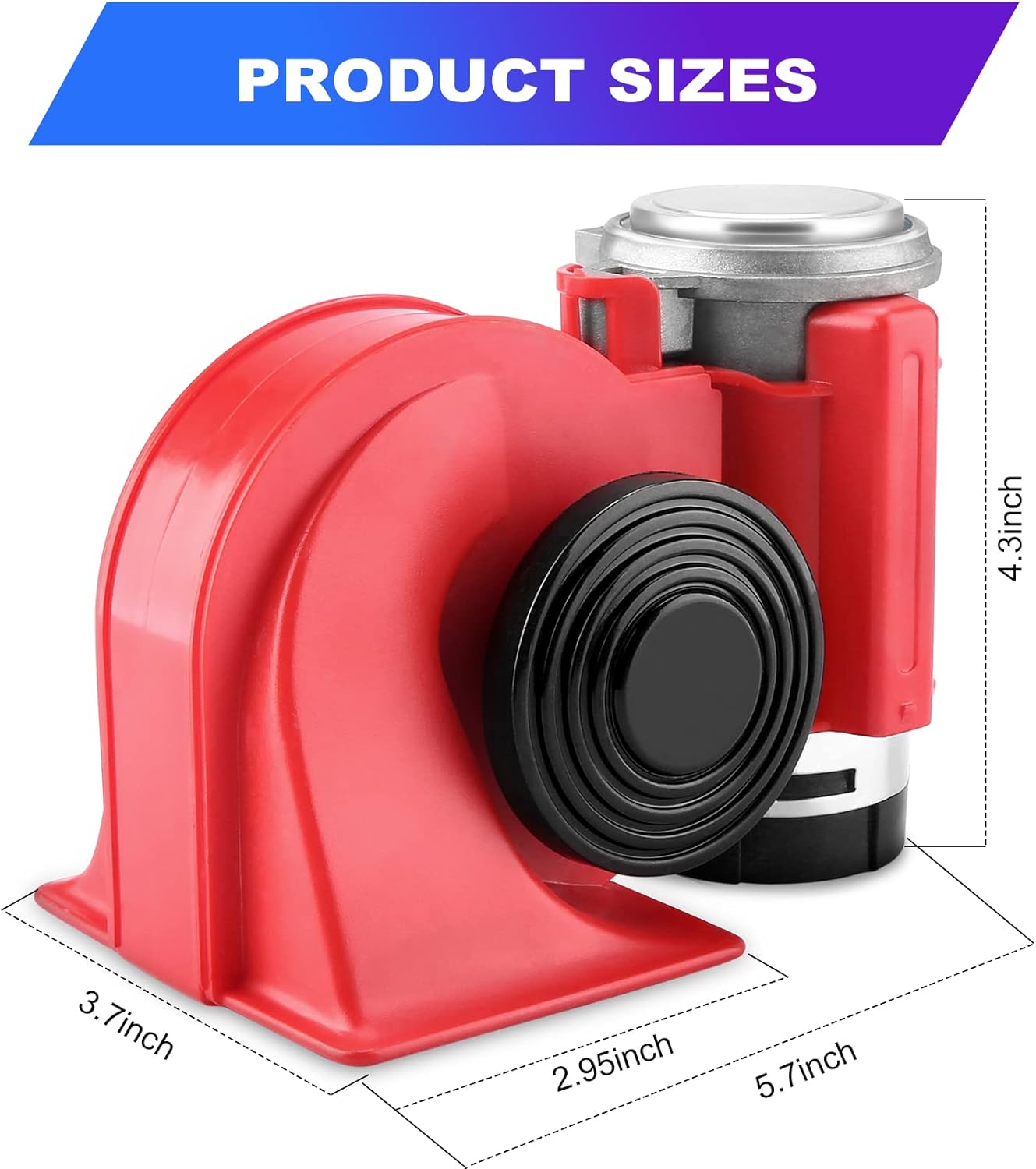 HK Compact Air Horn with Compressor Snail Electric Car Horn 12V 150db Super Loud Nautilus Wiring Harness for Any 12V Train Trucks Motorcycle Vehicles 