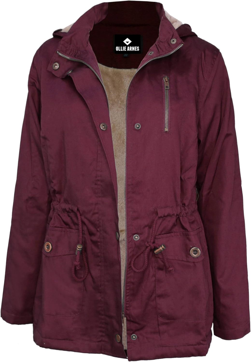 OLLIE ARNES Women's Quilted or Inner Fur Lined Sherpa Anorak Down Parka Jacket 