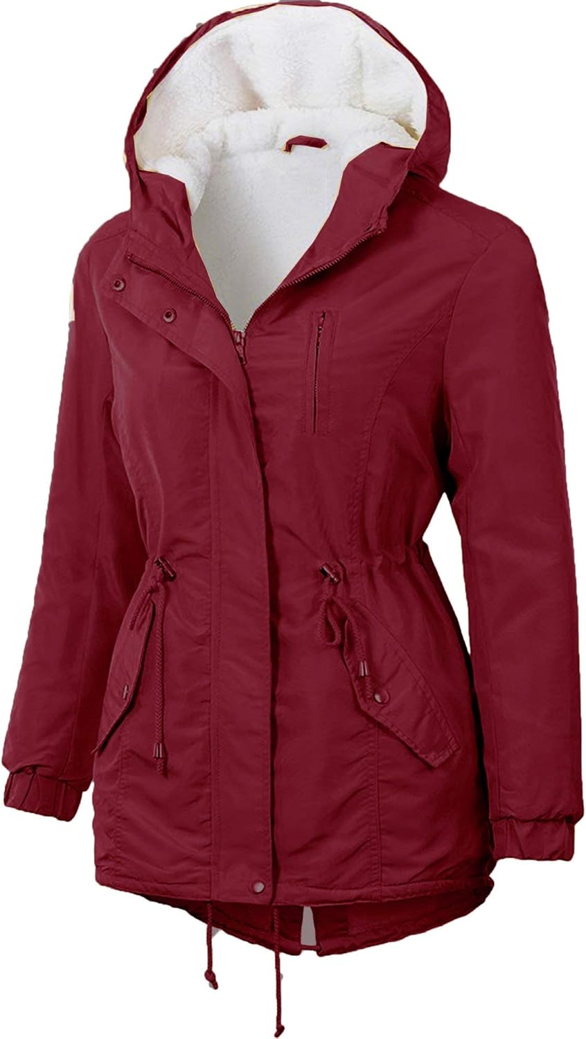 OLLIE ARNES Women's Quilted or Inner Fur Lined Sherpa Anorak Down Parka Jacket 
