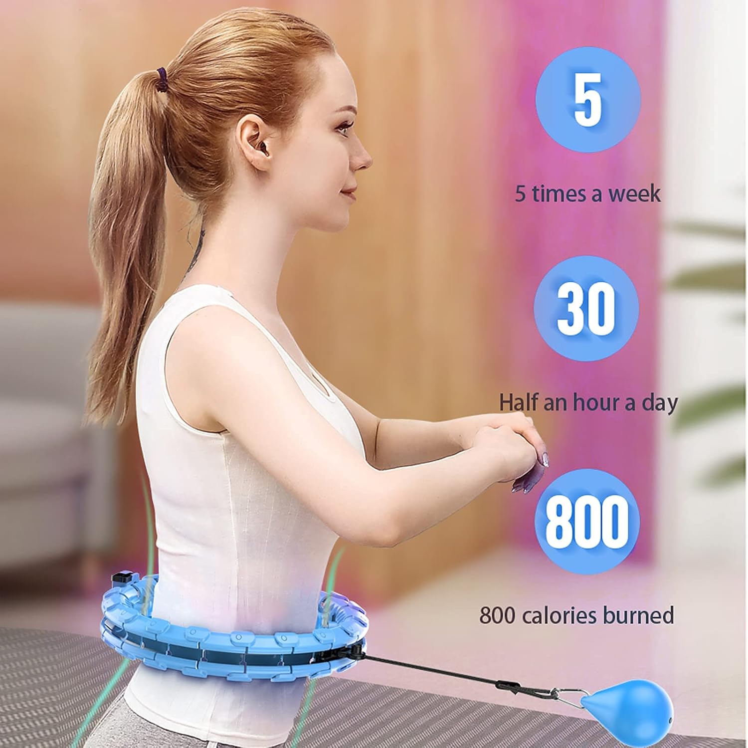 Detachable Adjustable Fitness Exercise Hoola Hoops for Women Weight Loss MSIUSU Smart Hula Exercise Hoops for Adults Weight Loss with 360 Degree Massage 