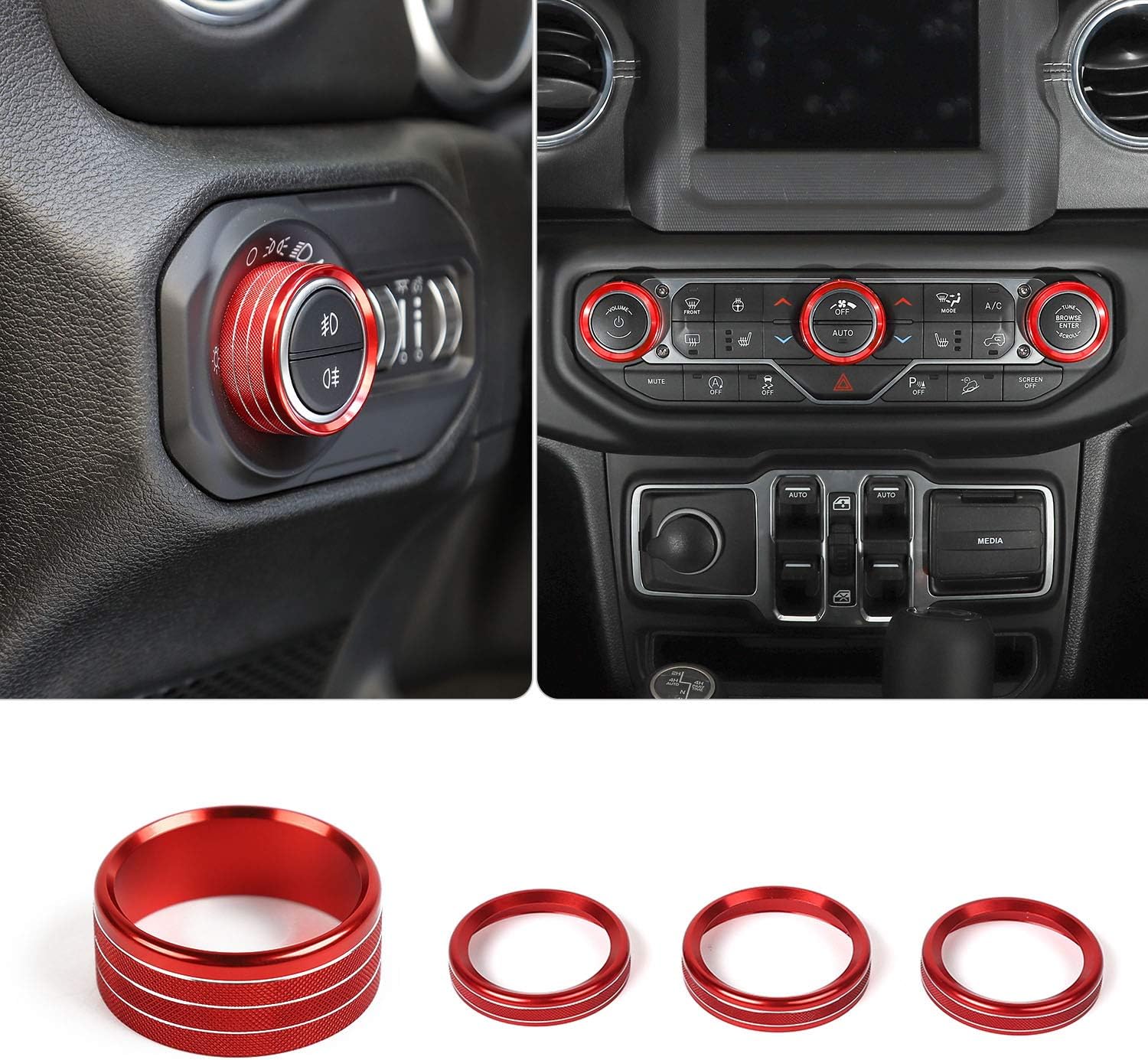 Yellow Headlight Lamp Switch Trim Cover Button Decoration Interior Accessories for 2018-2021 Jeep Wrangler JL JLU & Gladiator JT 