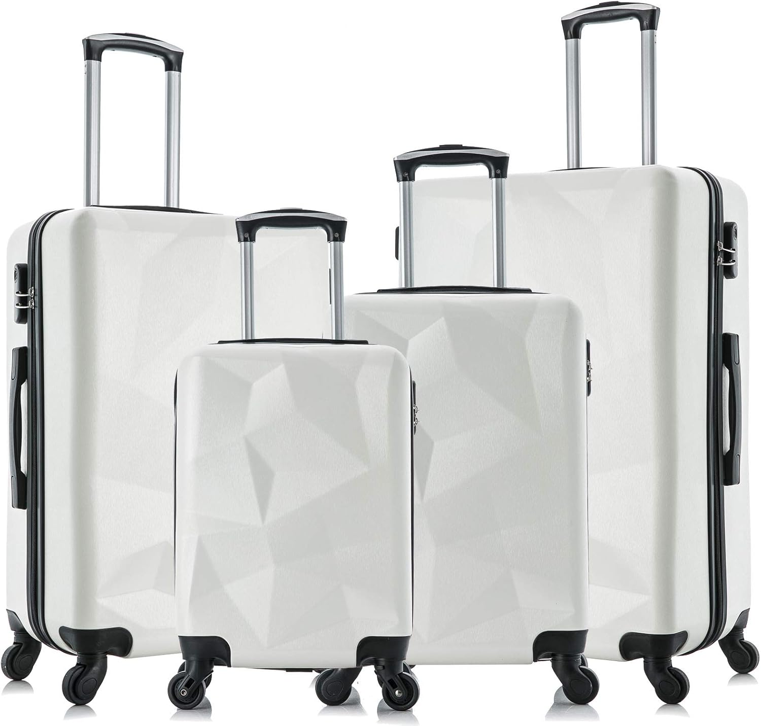 Pink with Scale Semper 4 Piece Luggage Set Suitcases with Spinner Wheels Hardshell Lightweight Luggage W/ Scale Omni PC Luggage Sets 