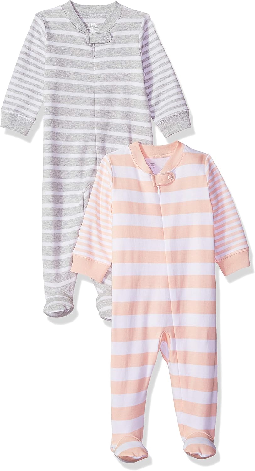 Essentials Baby Cotton Footed Zip-Front 2-Pack Sleep and Play Essentials Baby Cotton Footed Zip-Front 2-Pack Sleep and Play