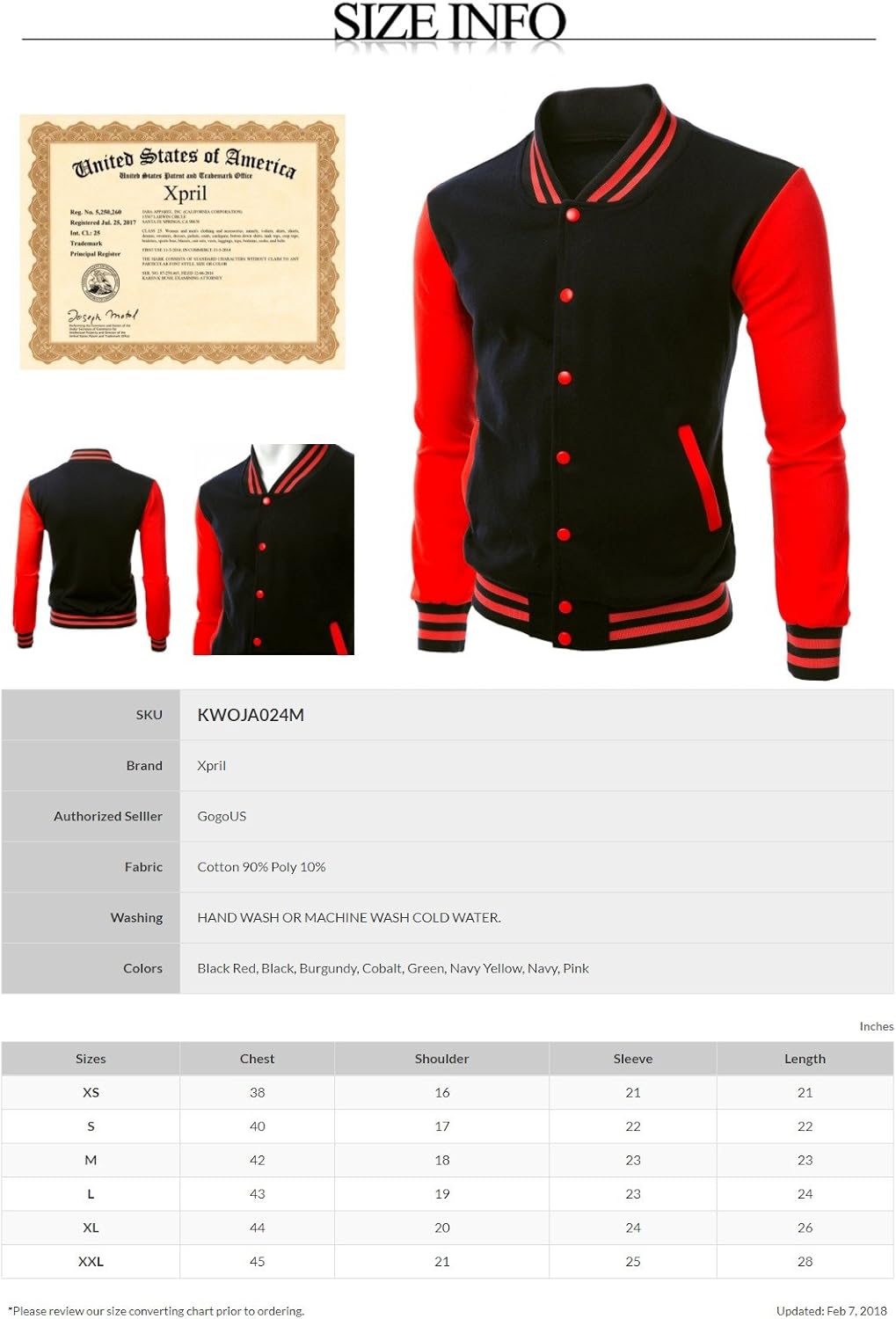 Xpril Men's Stylish Color Contrast Long Sleeves Varsity Jacket Xpril Men's Stylish Color Contrast Long Sleeves Varsity Jacket