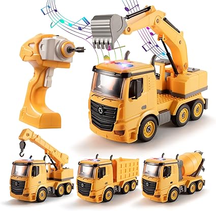 Noetoy Take Apart Toys with Electric Drill Toys for 3 4 5 6 7 8 Year Old Boys Christmas Birthday Gifts for 5 6 7 8 9 10 Year Old Boys Girls Kids 4 in 1 DIY Take Apart Truck Construction Toys 