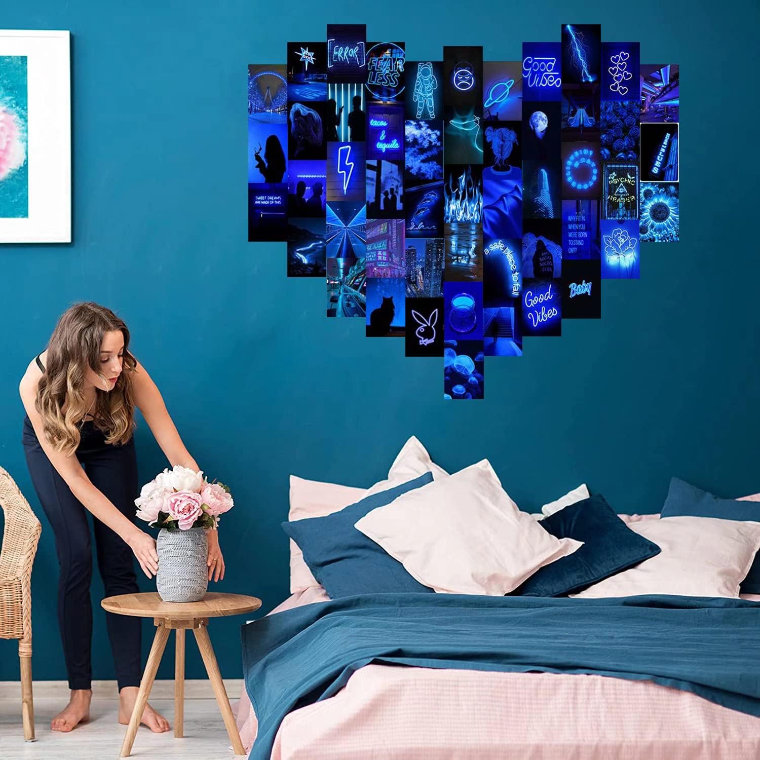 4x6 inch 50 Pcs Poster Pack Indie Room Decor Bedroom Decor for Teen Girls JUWUTE Wall Collage Kit Aesthetic Pictures Blue Aesthetic Poster Bedroom Aesthetic Trendy Small Poster 