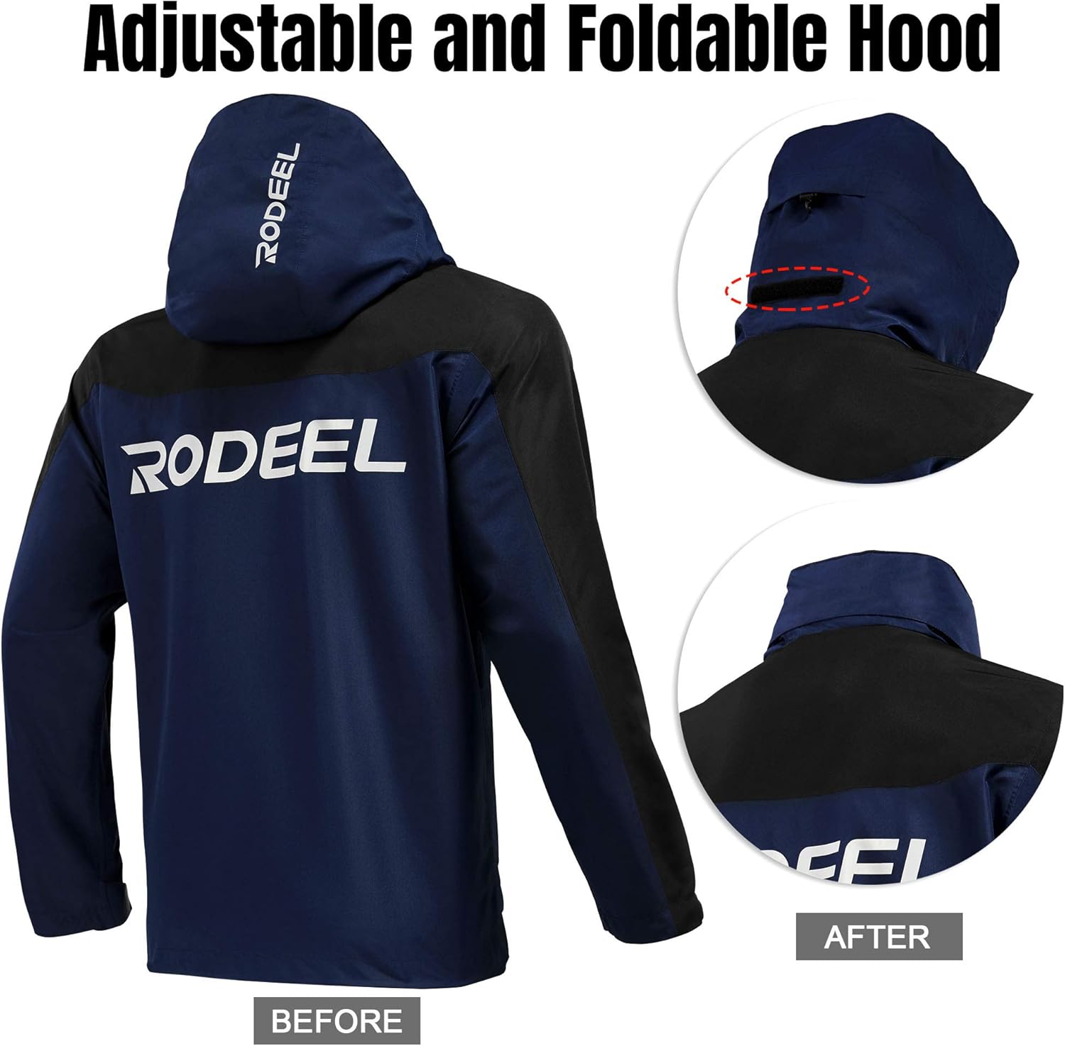 Rodeel Mens Lightweight Windbreaker Raincoat Water Resistant Jacket with Hood for Outdoor Rodeel Mens Lightweight Windbreaker Raincoat Water Resistant Jacket with Hood for Outdoor