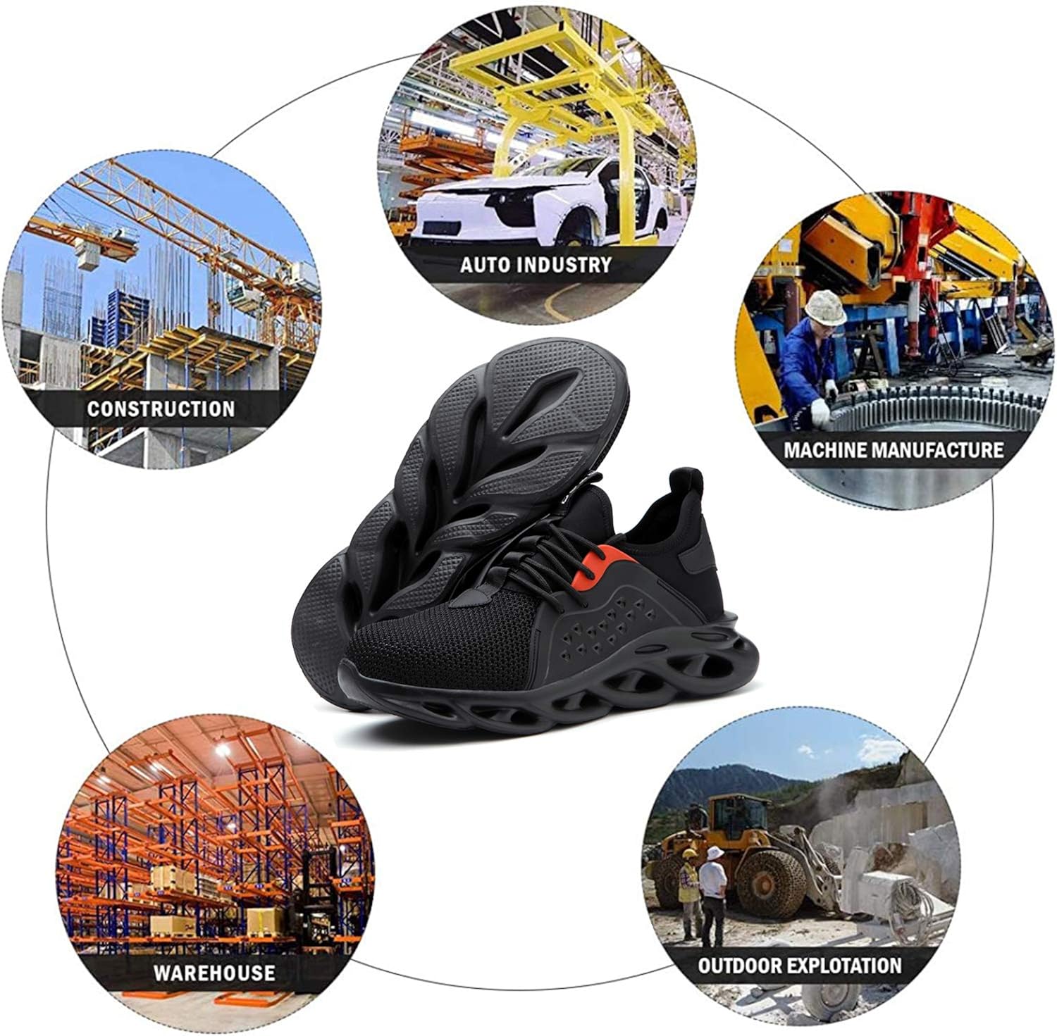 ALGGORUN Steel Toe Shoes for Men Indestructible Shoes Lightweight Breathable Puncture Proof Safety Shoes for Women 