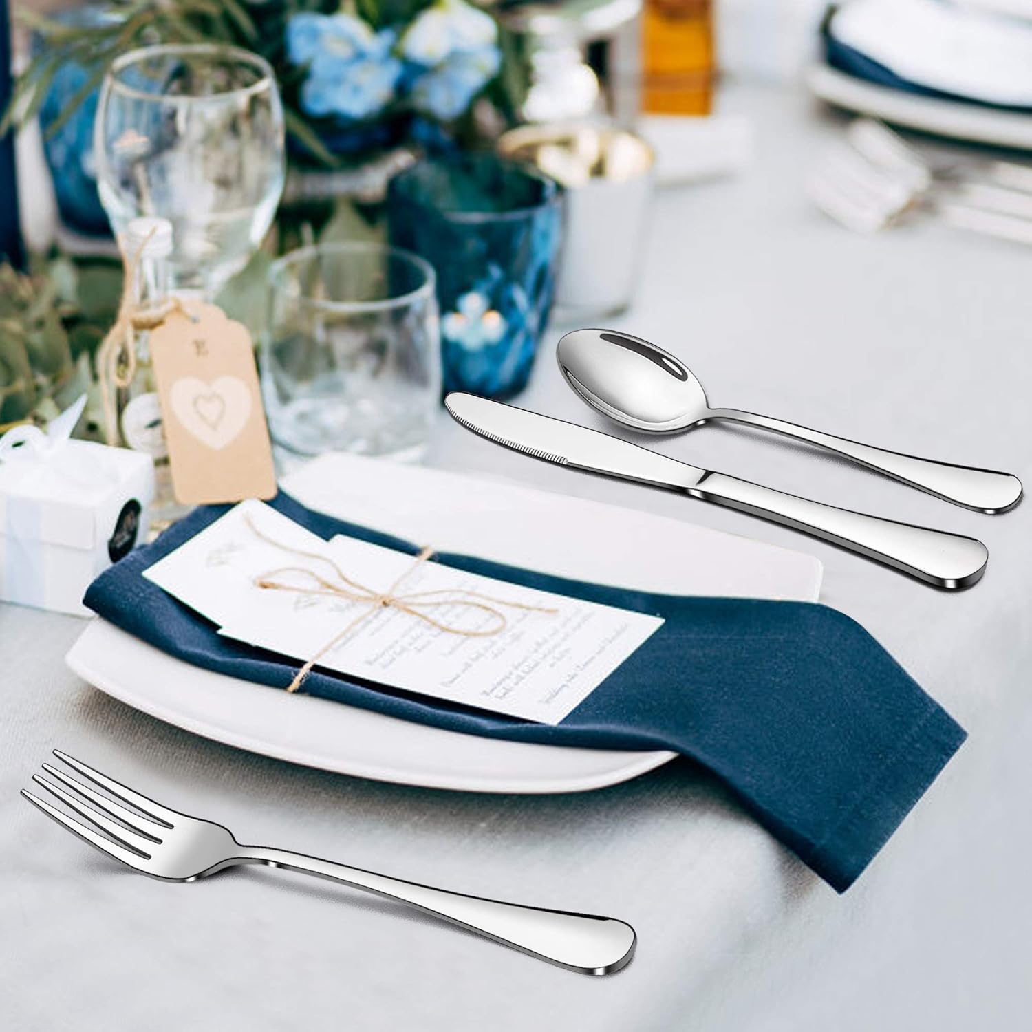 Stainless Steel Silverware Flatware Set for 8 Elegant Cutlery Tableware Includes Fork Spoon Knife LIANYU 46-Piece Silverware Set with Serving Utensils Mirror Polished Dishwasher Safe 