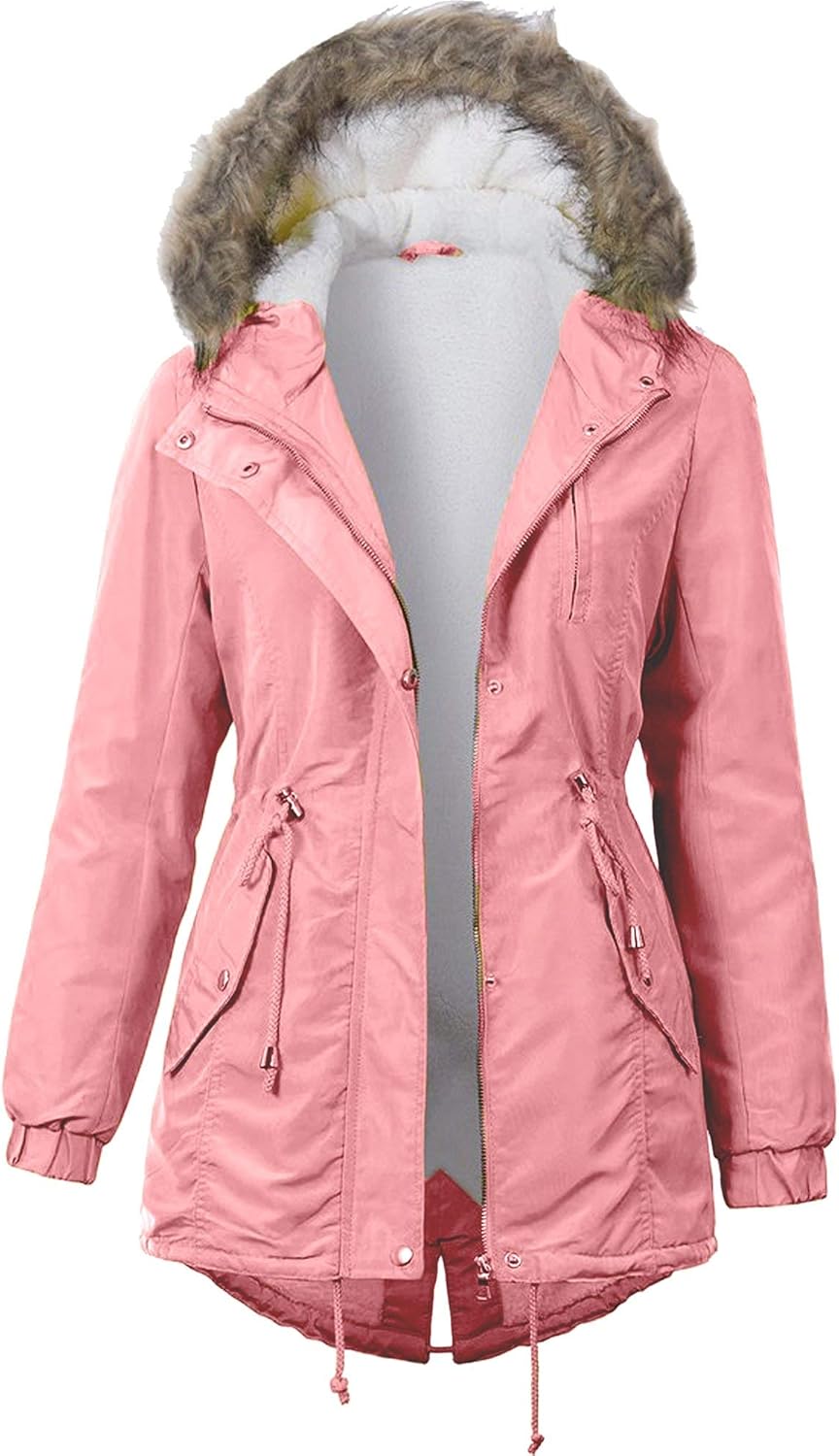 OLLIE ARNES Women's Quilted or Inner Fur Lined Sherpa Anorak Down Parka Jacket 