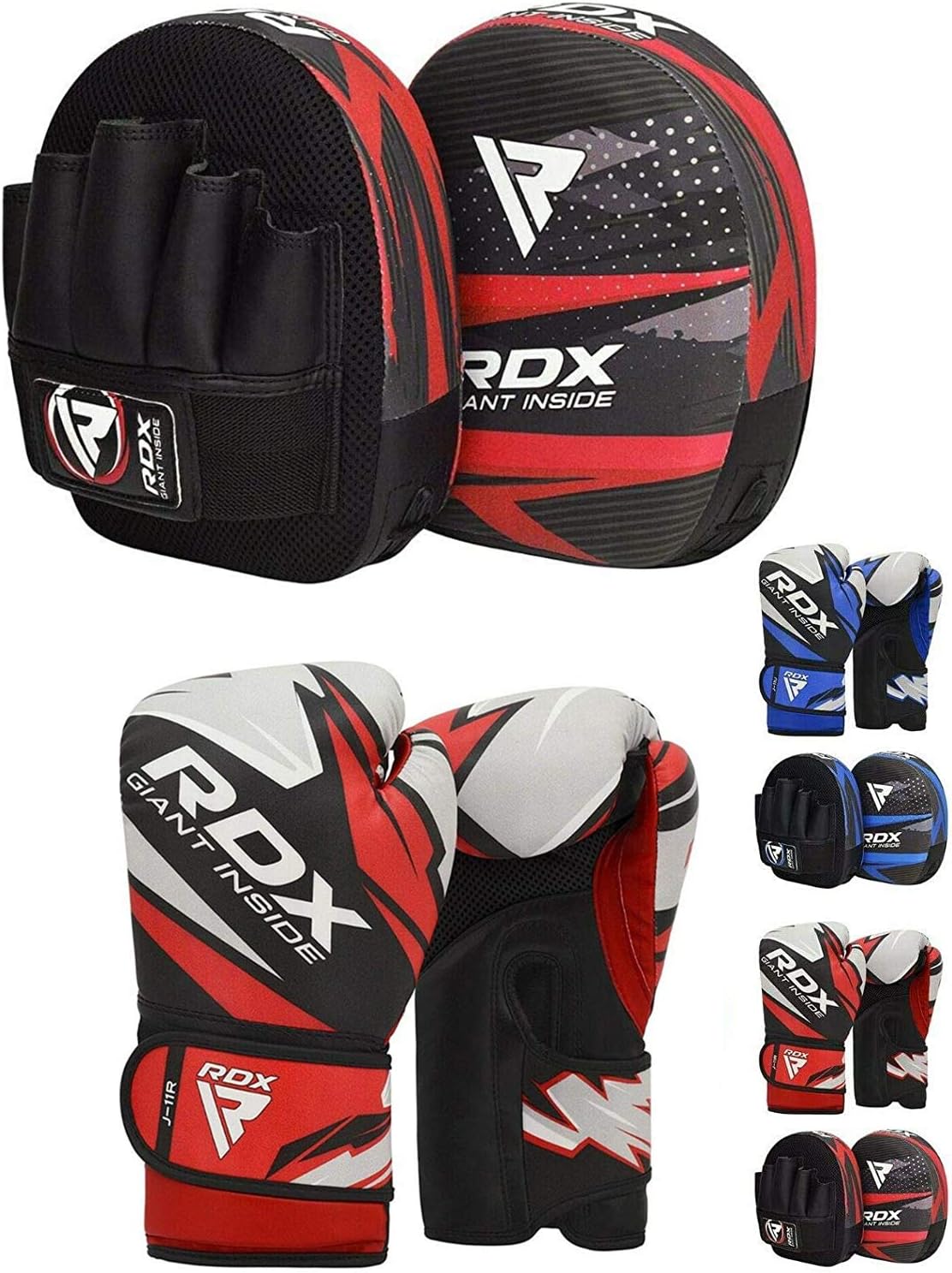 Youth Hook and Jab Target Focus Mitts with Punching Gloves Junior Hand Shield for MMA Muay Thai Martial Arts RDX Kids Boxing Pads and Gloves Set Boxercise Karate and Kickboxing Training 