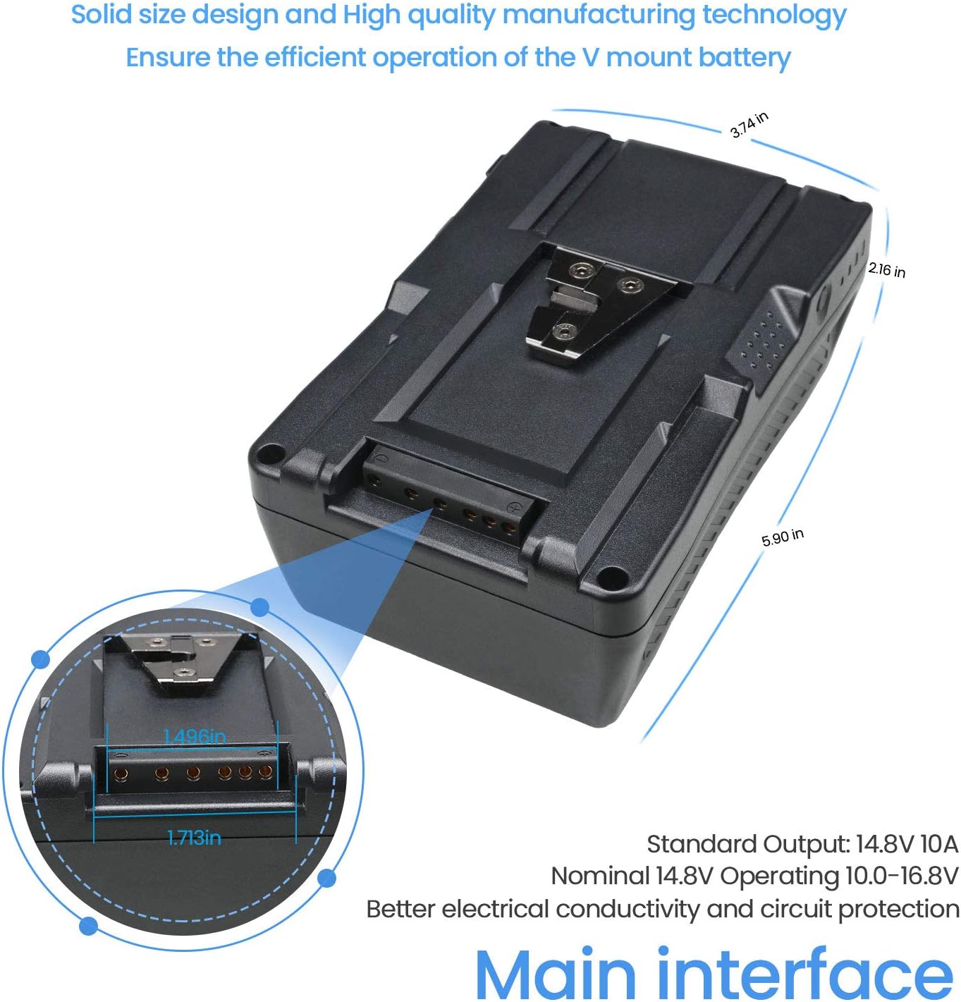 REYTRIC 190Wh V Mount/V-Lock Battery Compatible Video Camera Camcorder Broadcast LED Light with D-Tap Charger 13400mAh 