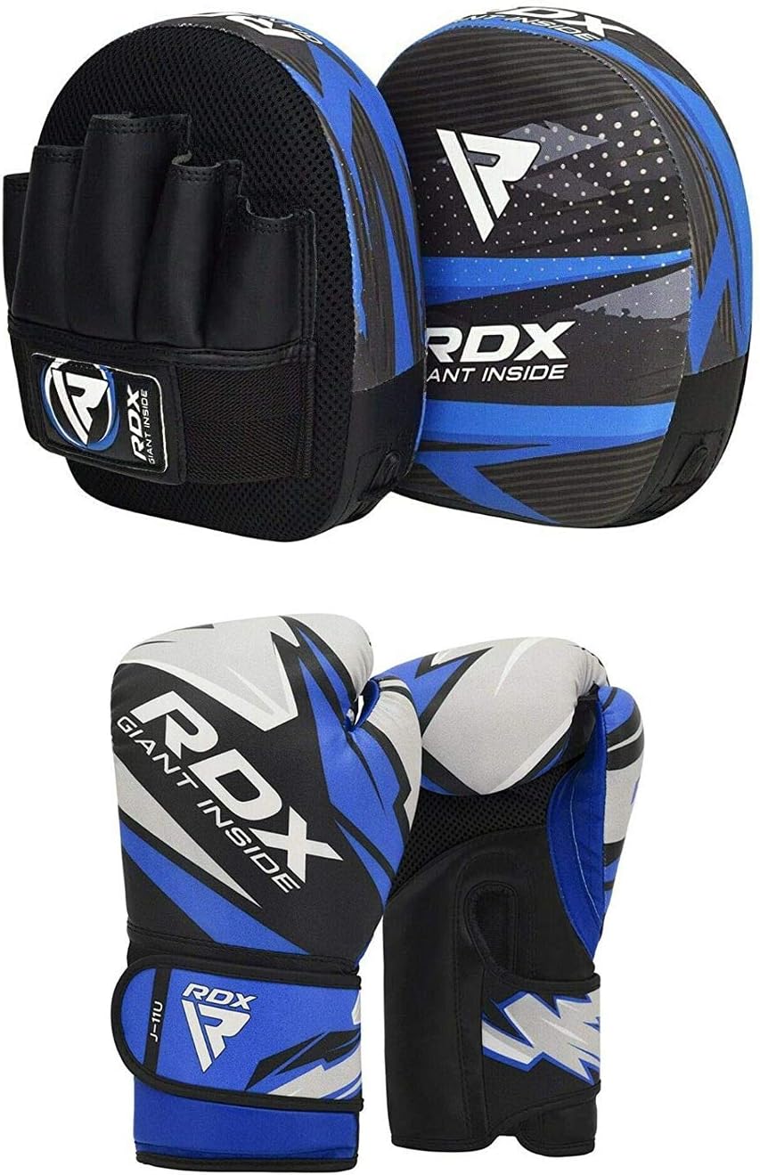 Youth Hook and Jab Target Focus Mitts with Punching Gloves Junior Hand Shield for MMA Muay Thai Martial Arts RDX Kids Boxing Pads and Gloves Set Boxercise Karate and Kickboxing Training 