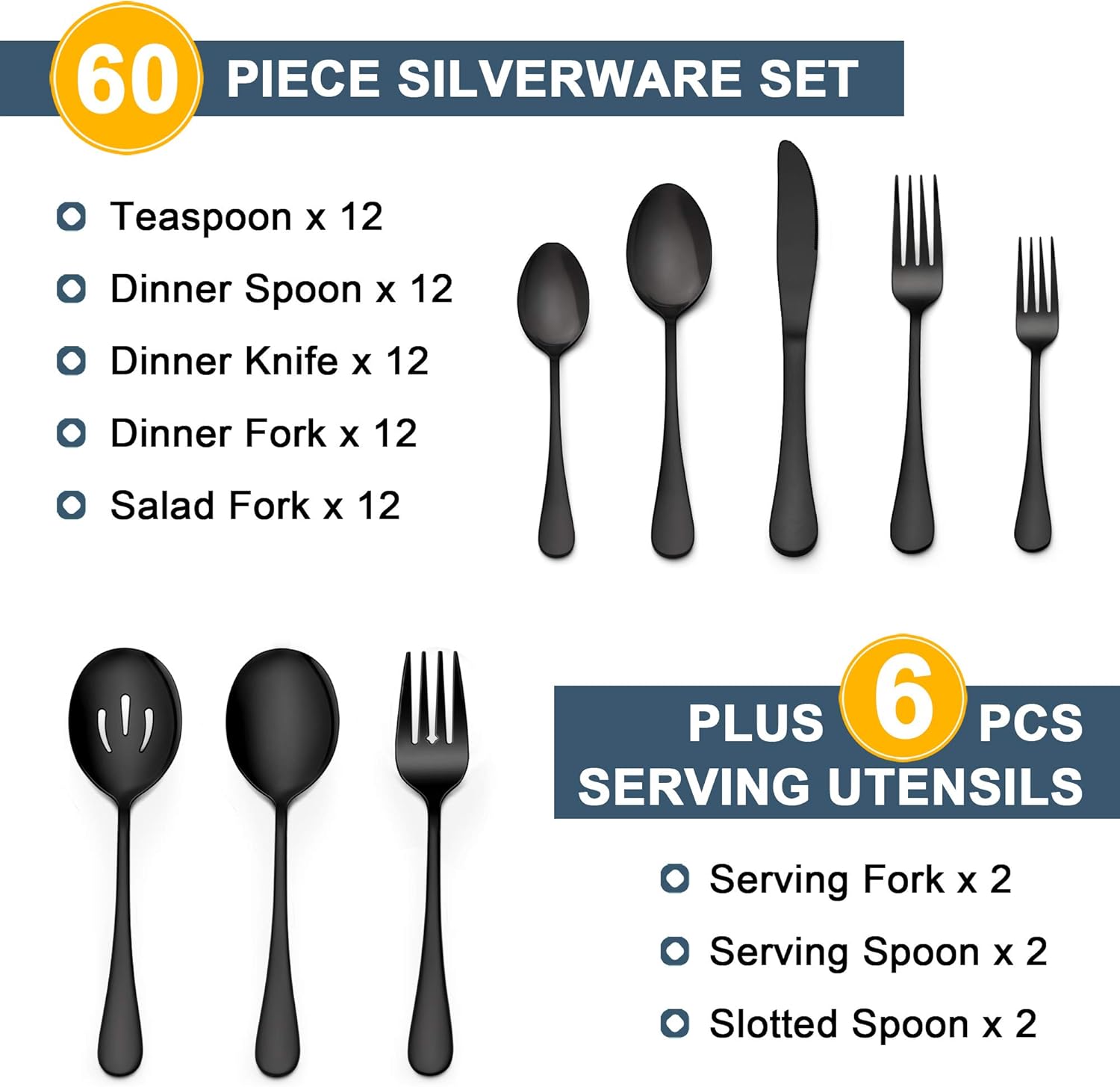 Stainless Steel Silverware Flatware Set for 8 Elegant Cutlery Tableware Includes Fork Spoon Knife LIANYU 46-Piece Silverware Set with Serving Utensils Mirror Polished Dishwasher Safe 