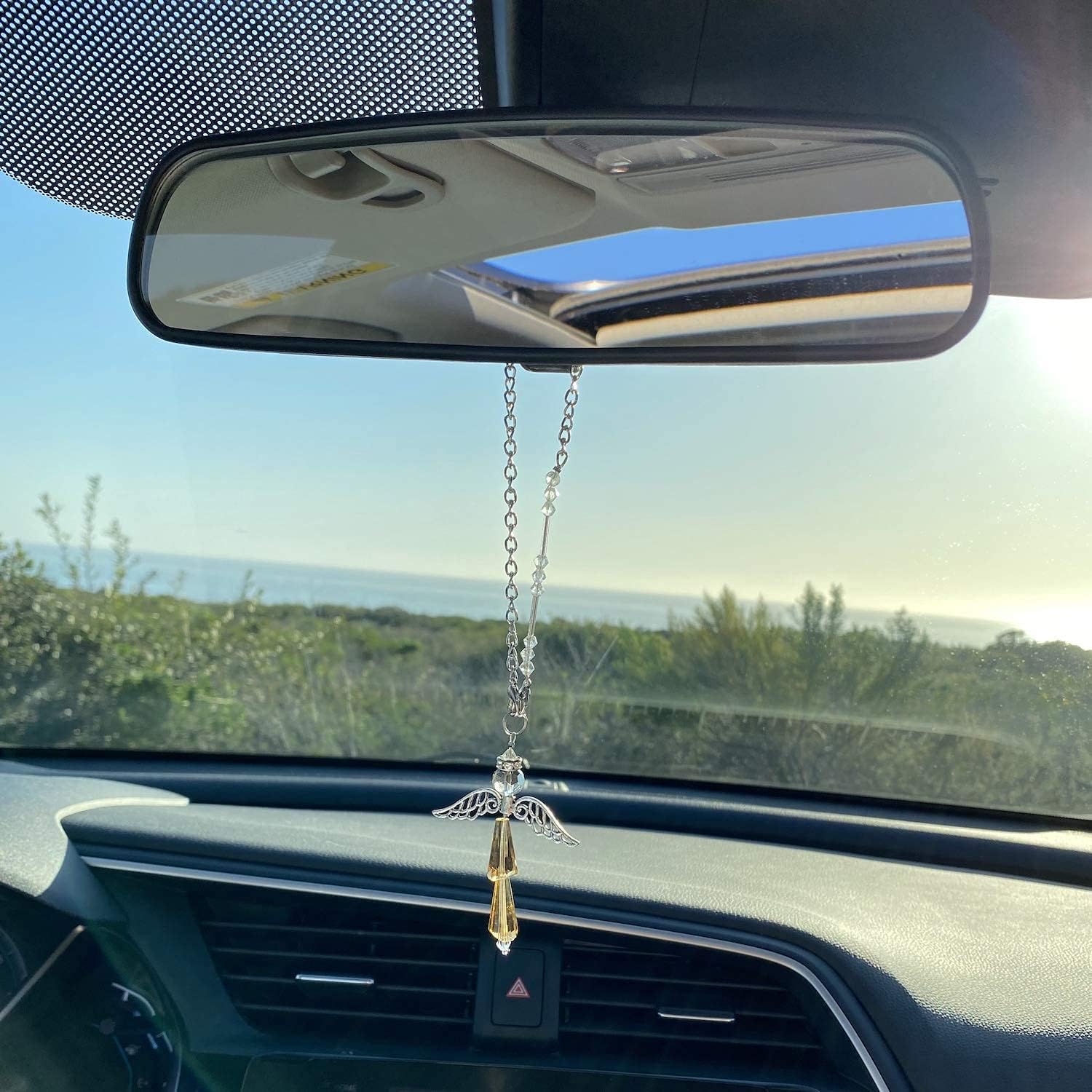 Crystal Angel Charm for Protection Guardian Angel Car Charms Happiness Crystal Car Hanging Ornament Ideal Guardian Angel Gifts-April Diamond Guardian Angel Car & Windows Faith and Love 