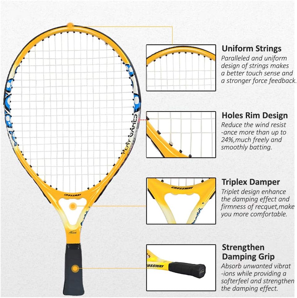 MAIBOLE Junior Tennis Racquet Recreational Tennis Racket Pre-Strung Head Light Balance for Beginners Youth Kids Good Control Grip 