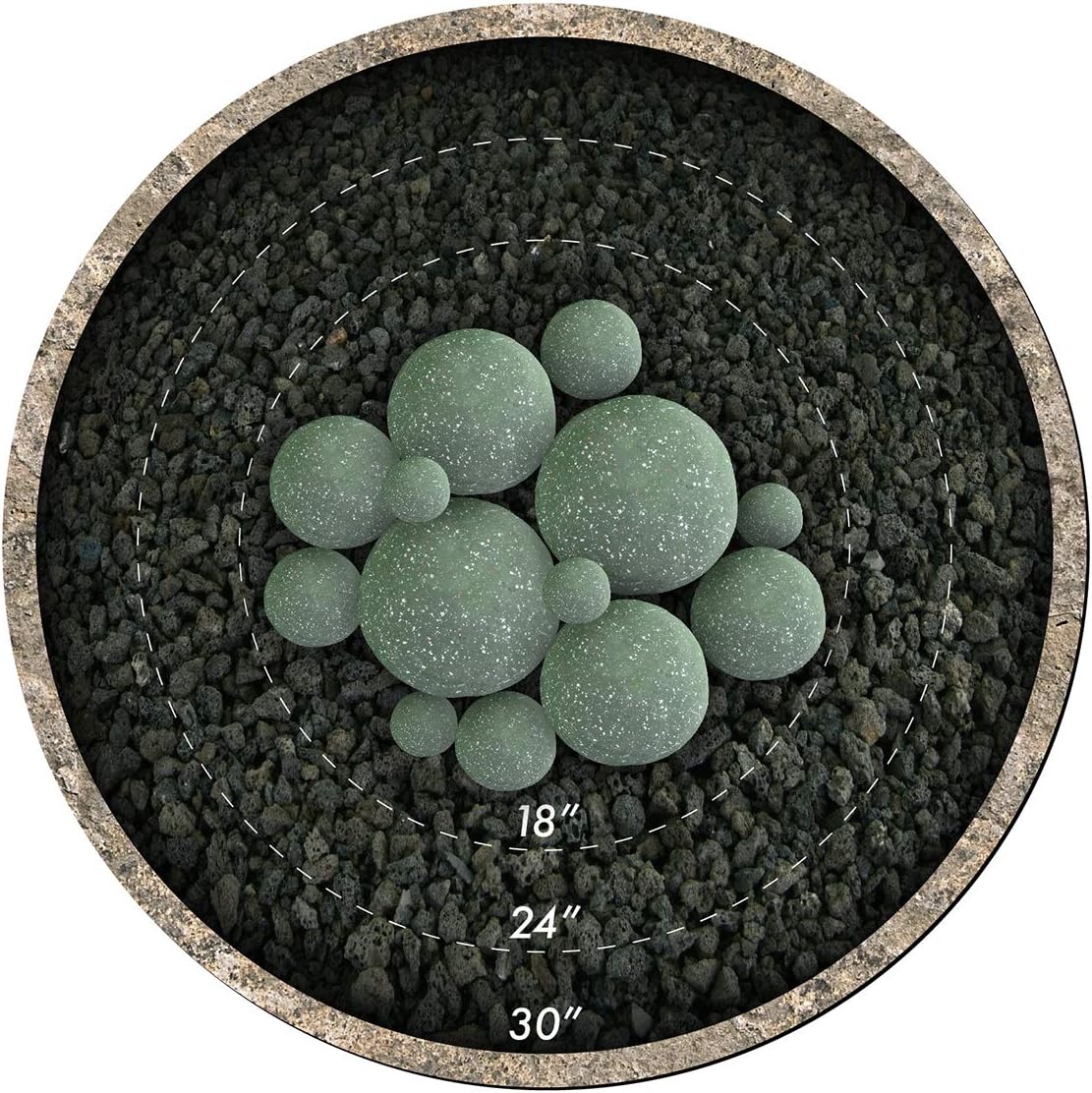 Speckled Modern Accessory for Indoor and Outdoor Fire Pits or Fireplaces – Brushed Concrete Look Ceramic Fire Balls Pewter Gray 6 Inch Set of 5 