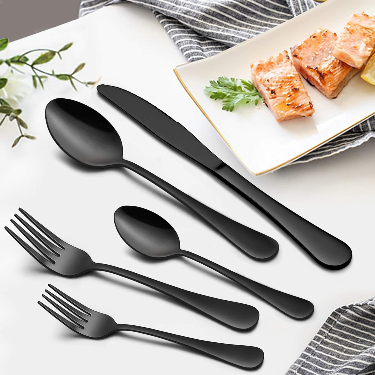 Stainless Steel Silverware Flatware Set for 8 Elegant Cutlery Tableware Includes Fork Spoon Knife LIANYU 46-Piece Silverware Set with Serving Utensils Mirror Polished Dishwasher Safe 