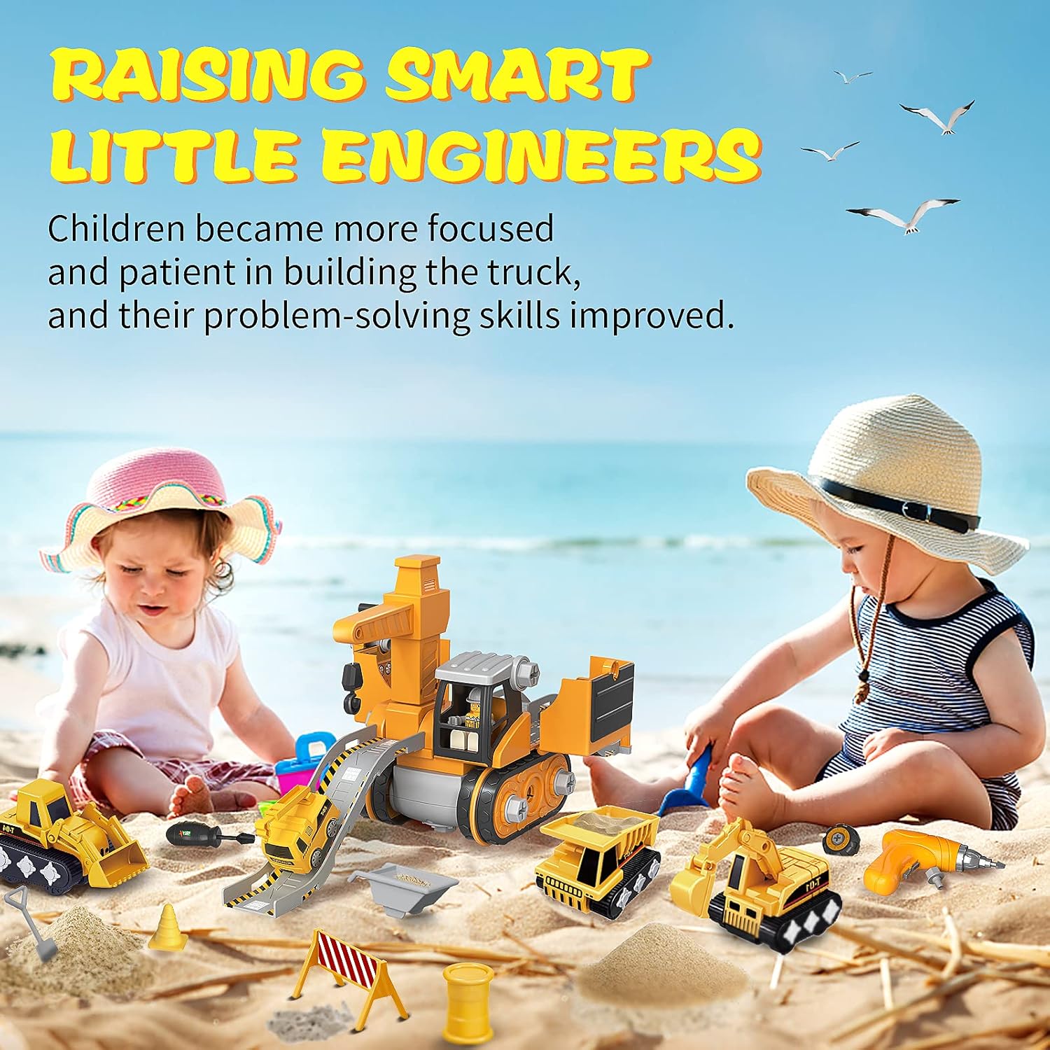Noetoy Take Apart Toys with Electric Drill Toys for 3 4 5 6 7 8 Year Old Boys Christmas Birthday Gifts for 5 6 7 8 9 10 Year Old Boys Girls Kids 4 in 1 DIY Take Apart Truck Construction Toys 