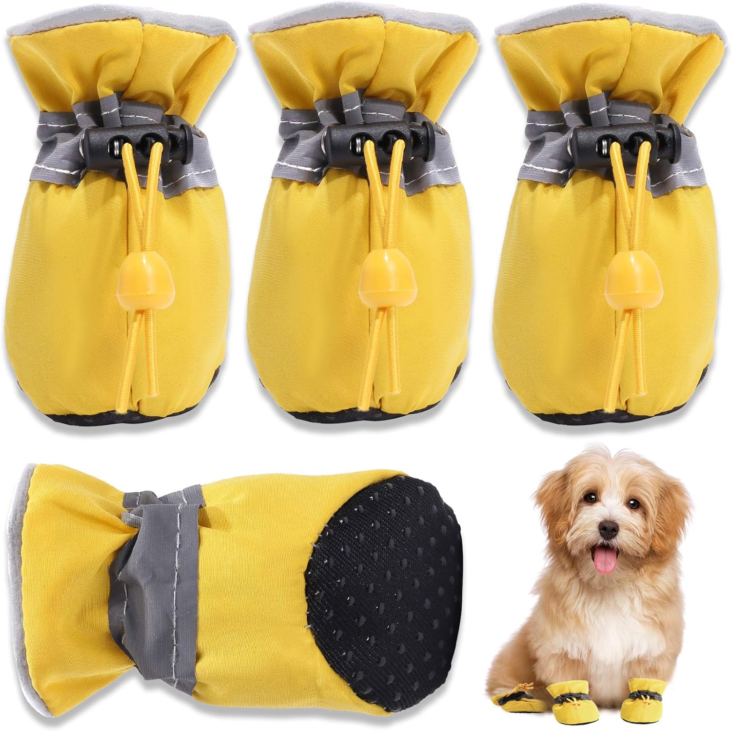 Non Slip Dog Booties for Small Medium Dogs and Puppies 4PCs Dog Boots Paw Protector with Reflective Straps HOOLAVA Dog Shoes Non Slip Dog Booties for Small Medium Dogs and Puppies 4PCs Dog Boots Paw Protector with Reflective Straps HOOLAVA Dog Shoes