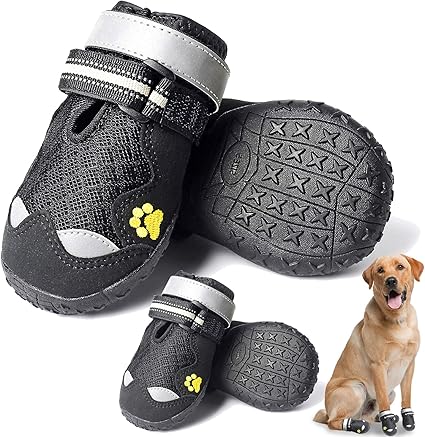 Non Slip Dog Booties for Small Medium Dogs and Puppies 4PCs Dog Boots Paw Protector with Reflective Straps HOOLAVA Dog Shoes Non Slip Dog Booties for Small Medium Dogs and Puppies 4PCs Dog Boots Paw Protector with Reflective Straps HOOLAVA Dog Shoes