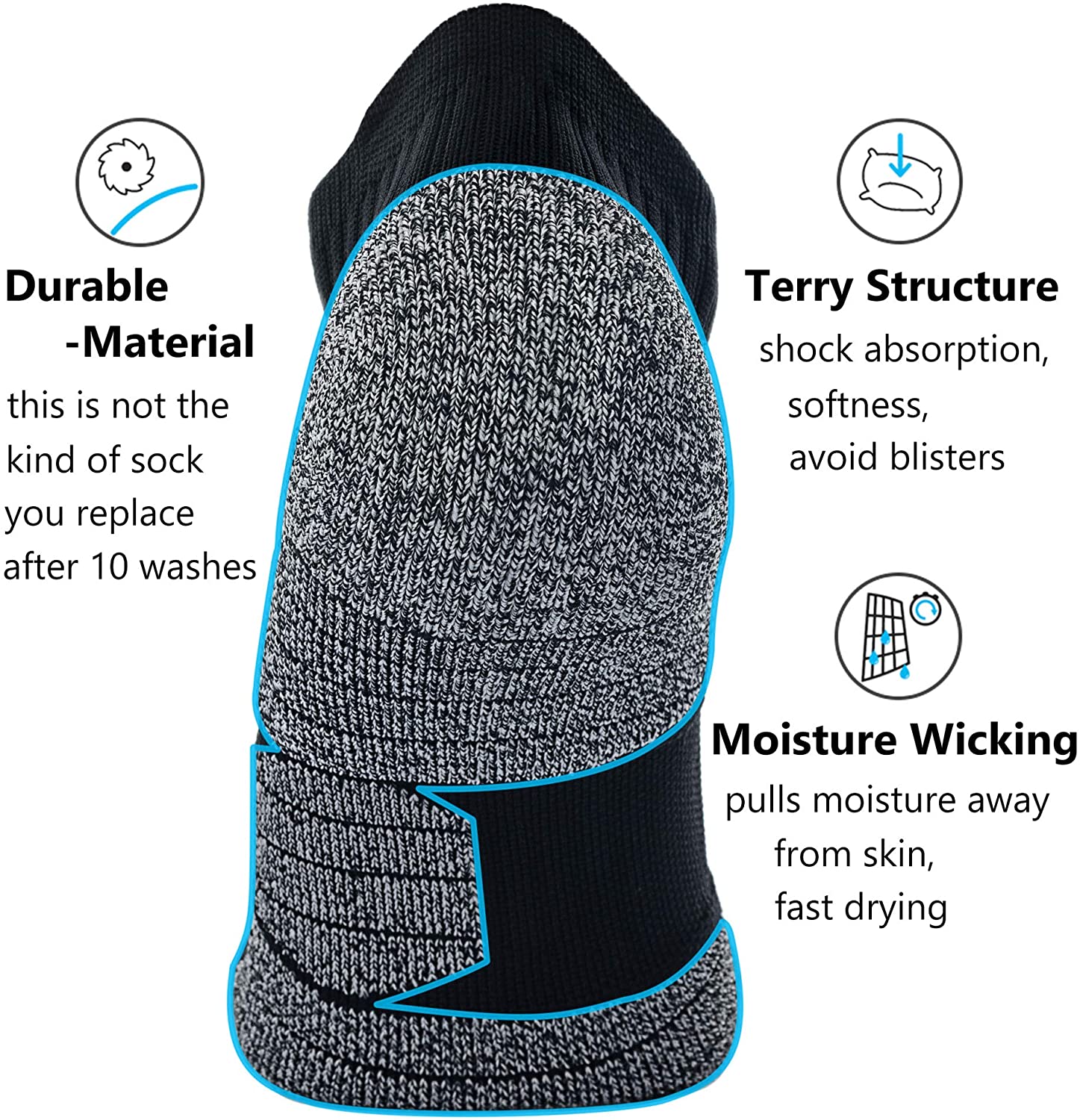CWVLC Unisex Cushioned Compression Athletic Ankle Socks Multipack 