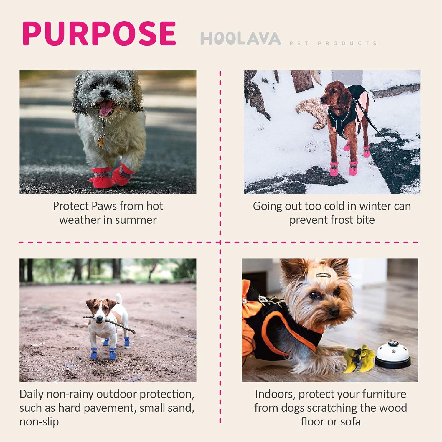Non Slip Dog Booties for Small Medium Dogs and Puppies 4PCs Dog Boots Paw Protector with Reflective Straps HOOLAVA Dog Shoes Non Slip Dog Booties for Small Medium Dogs and Puppies 4PCs Dog Boots Paw Protector with Reflective Straps HOOLAVA Dog Shoes