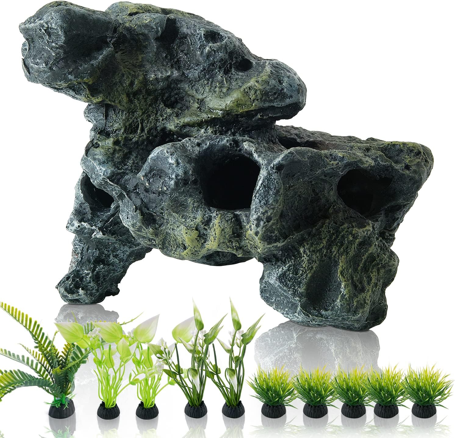HITOP Resin Aquarium Ornament Mini Skull/Landscape-Stone/Mechanical-Tank Fish Tank Decoration for Fish or Reptile，Aquarium Bubbler Decoration 