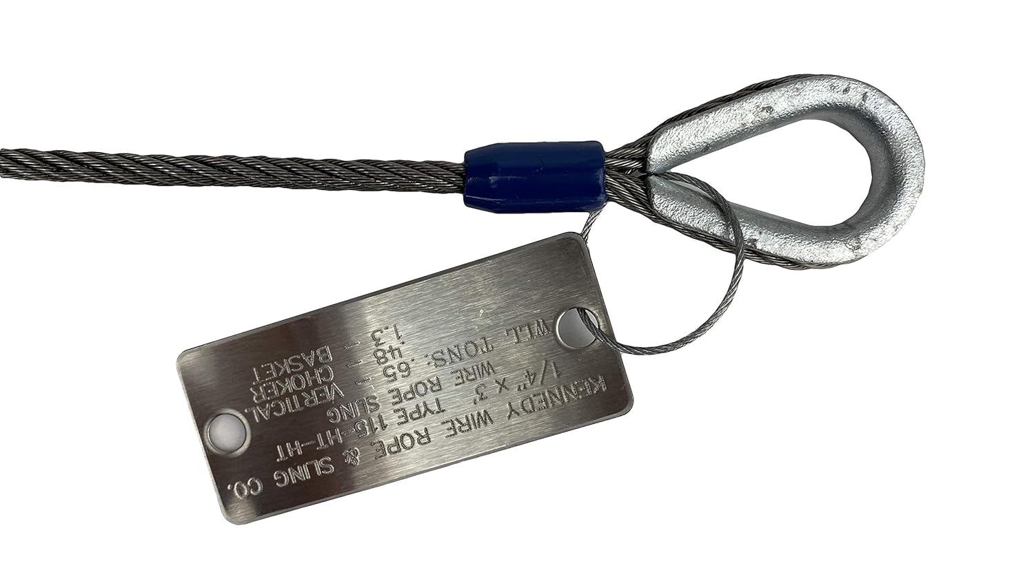 Various Sizes in Listing 1/4 x 8' Single Leg Wire Rope Sling w/Thimble Eye Each End Kennedy Wire Rope & Sling Co 