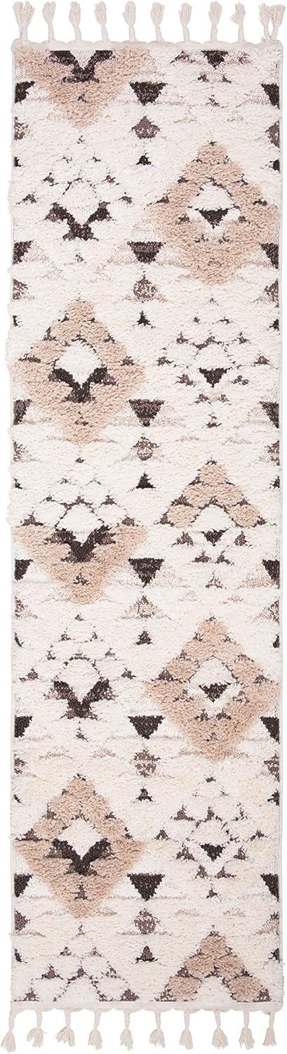 Ivory 2'3 x 6' Brown SAFAVIEH Moroccan Tassel Shag Collection MTS688A Boho Non-Shedding Living Room Bedroom Dining Room Entryway Plush 2-inch Thick Runner Ivory 2'3 x 6' Brown SAFAVIEH Moroccan Tassel Shag Collection MTS688A Boho Non-Shedding Living Room Bedroom Dining Room Entryway Plush 2-inch Thick Runner