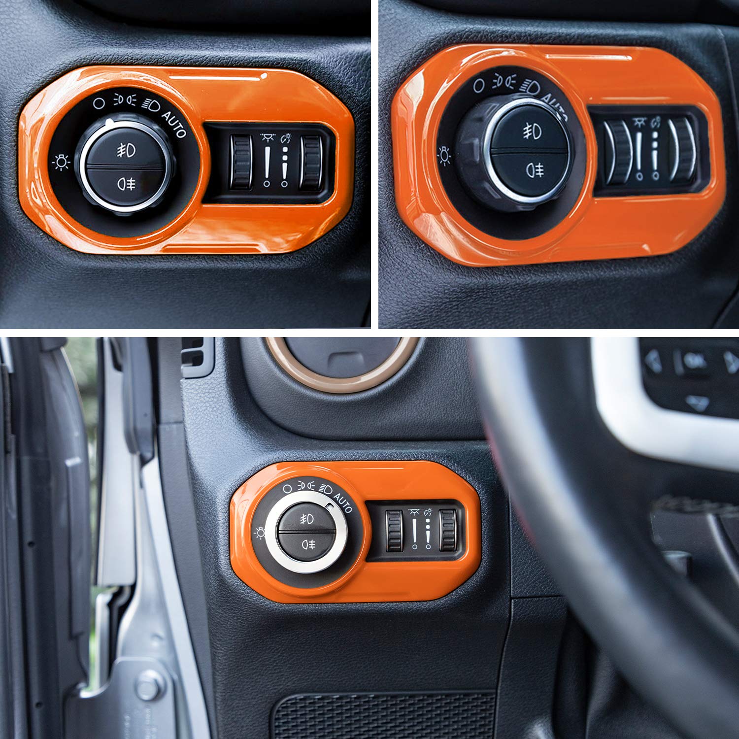 Yellow Headlight Lamp Switch Trim Cover Button Decoration Interior Accessories for 2018-2021 Jeep Wrangler JL JLU & Gladiator JT 
