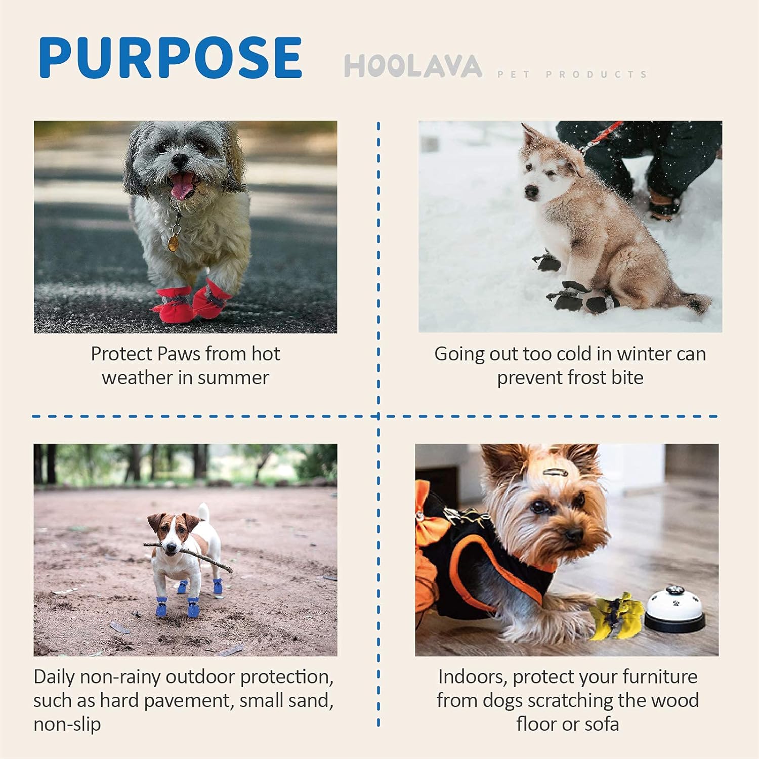 Non Slip Dog Booties for Small Medium Dogs and Puppies 4PCs Dog Boots Paw Protector with Reflective Straps HOOLAVA Dog Shoes Non Slip Dog Booties for Small Medium Dogs and Puppies 4PCs Dog Boots Paw Protector with Reflective Straps HOOLAVA Dog Shoes