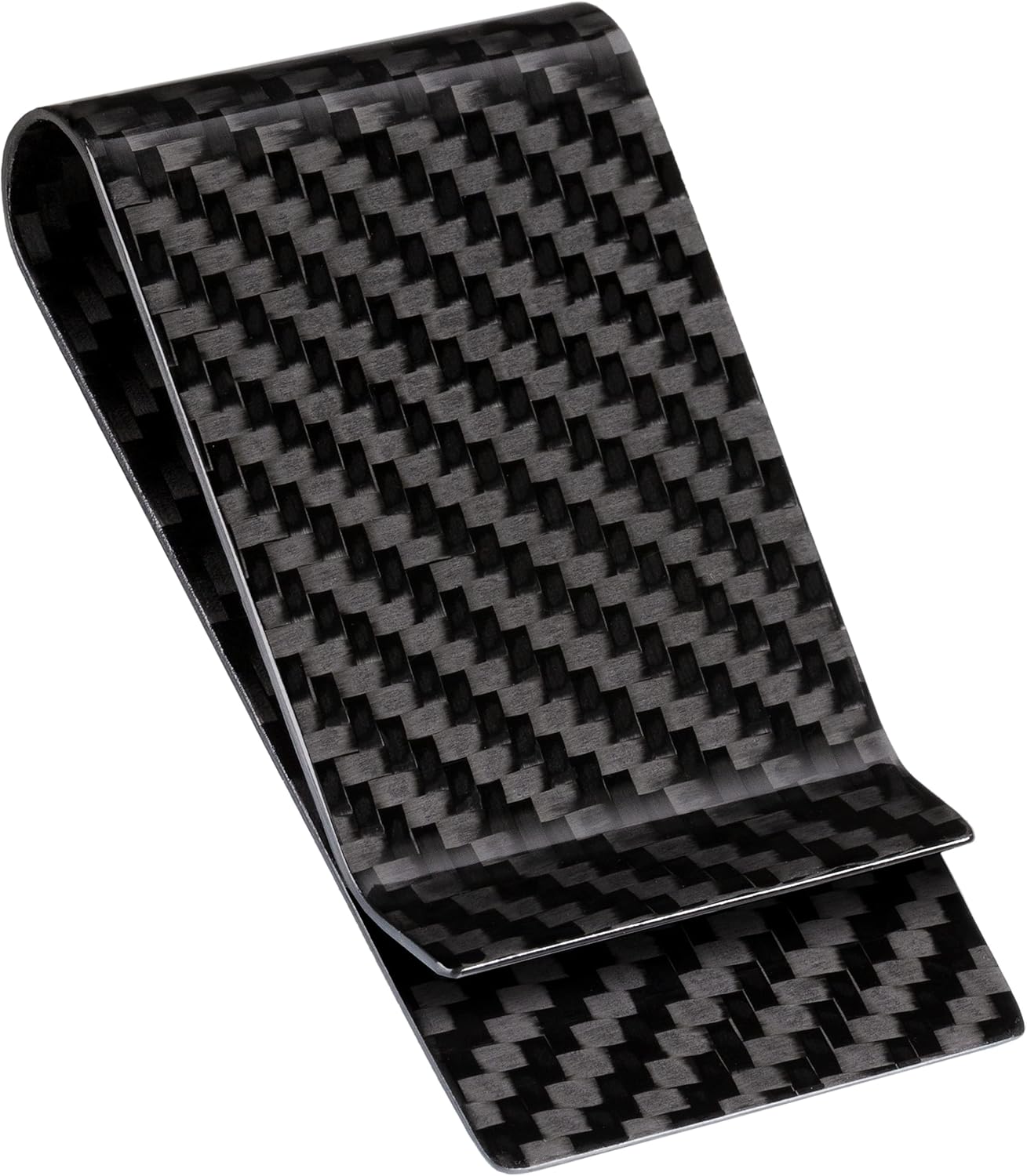 SERMAN BRANDS Carbon Fiber Money Clip Credit Card Holder Slim Business Front Pocket Clips for Men Black Glossy 