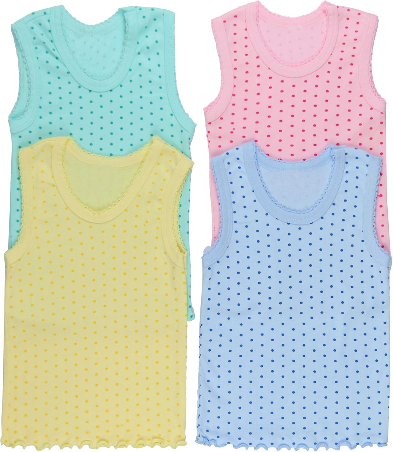 ToBeInStyle Girl's 4 Pack Ruffle Hem Cotton Tank Tops ToBeInStyle Girl's 4 Pack Ruffle Hem Cotton Tank Tops