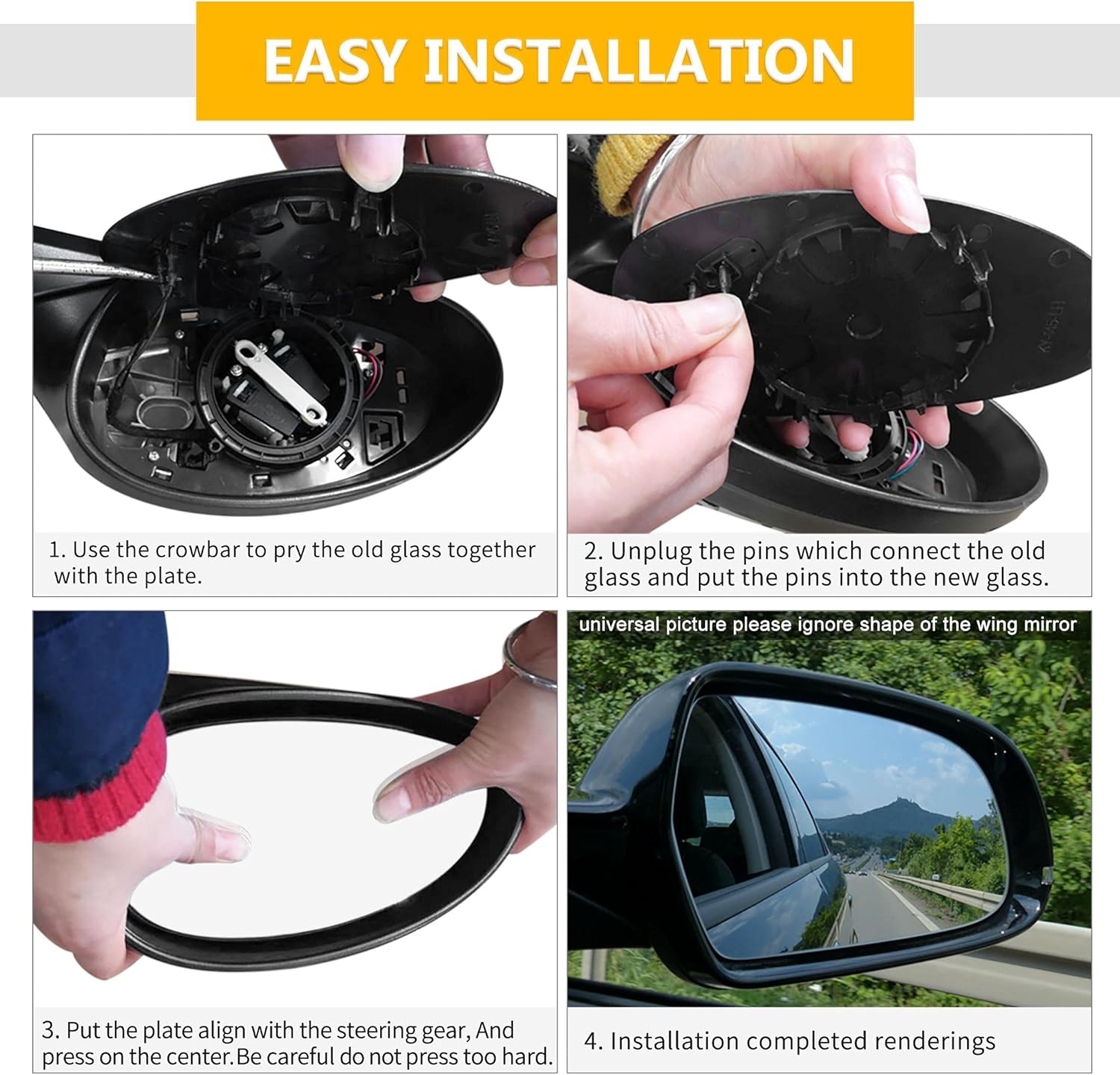 X AUTOHAUX Car Rearview Mirror Glass Replacement with Backing Plate Heated Left Driver Side for Mazda 5 CX-7 for Mazda CX-9 