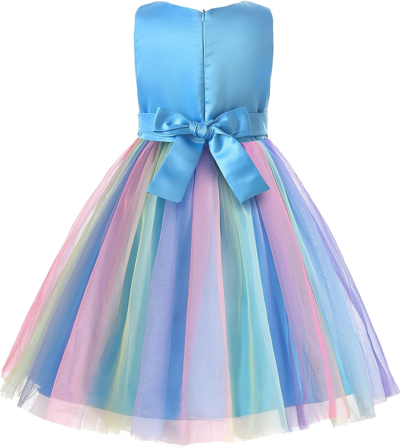 JerrisApparel Flower Girls Sequin Dress Rainbow Tutu Birthday Party Dress Pageant Gown 
