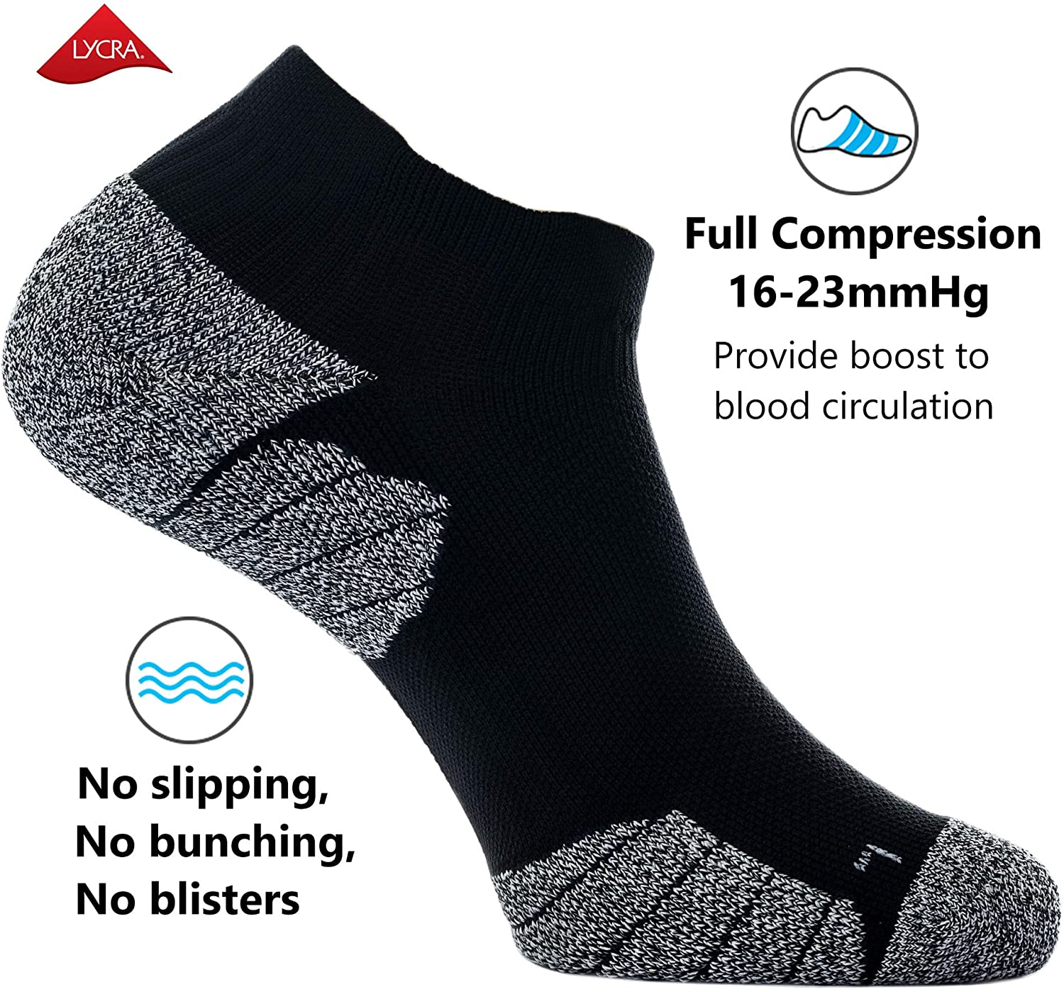 CWVLC Unisex Cushioned Compression Athletic Ankle Socks Multipack 